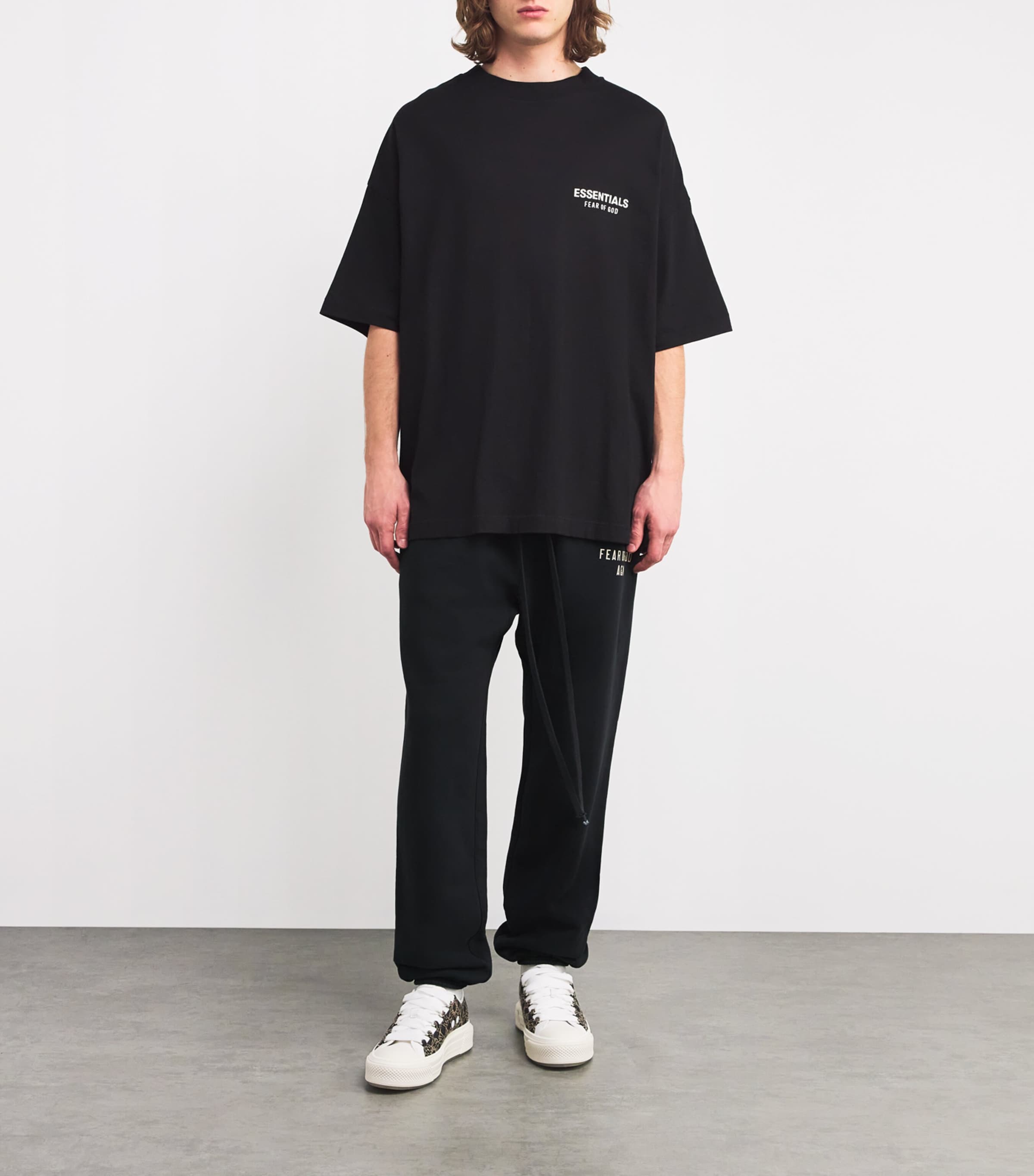 FEAR OF GOD ESSENTIALS Mens Cotton-Blend Logo Sweatpants Black Image 2