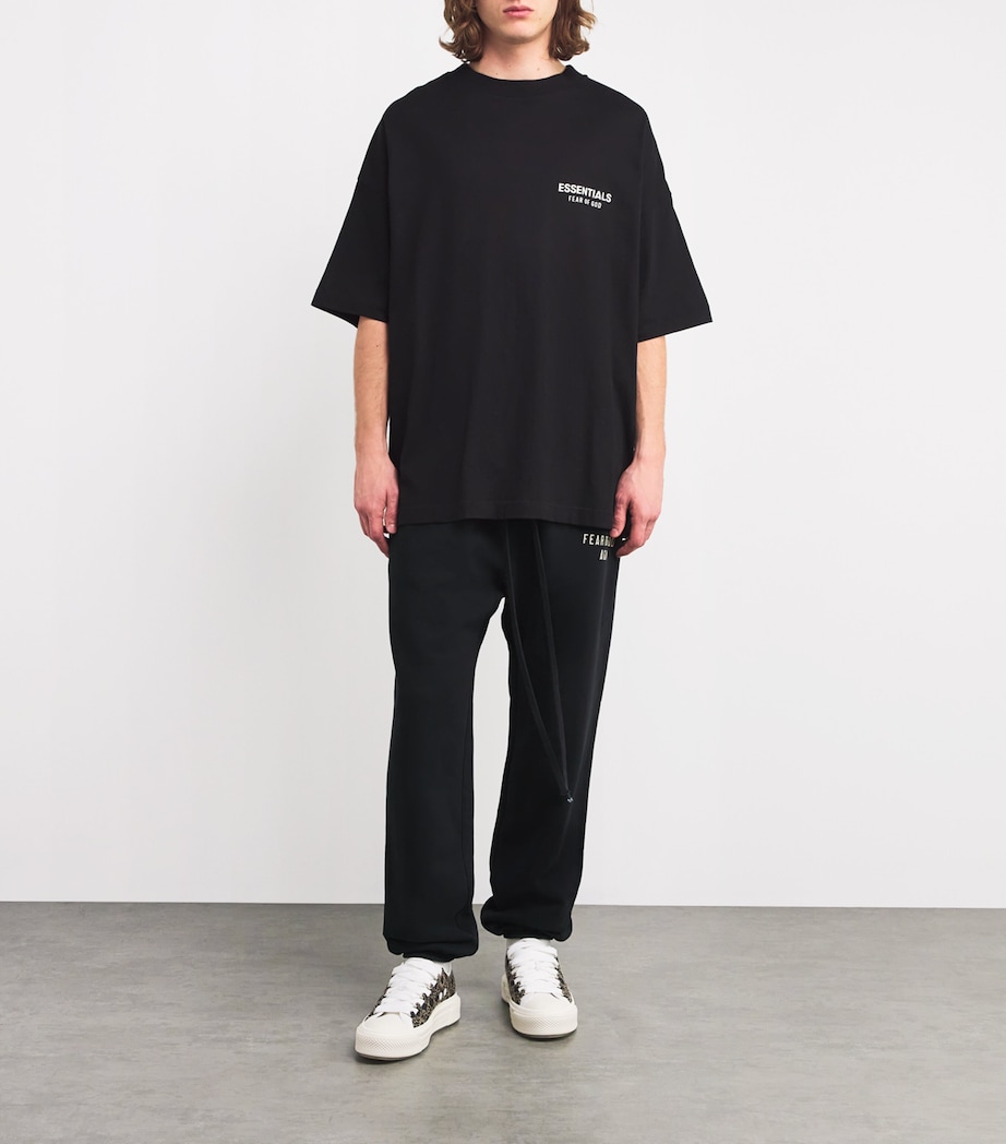 FEAR OF GOD ESSENTIALS Mens Cotton-Blend Logo Sweatpants Black Image 2