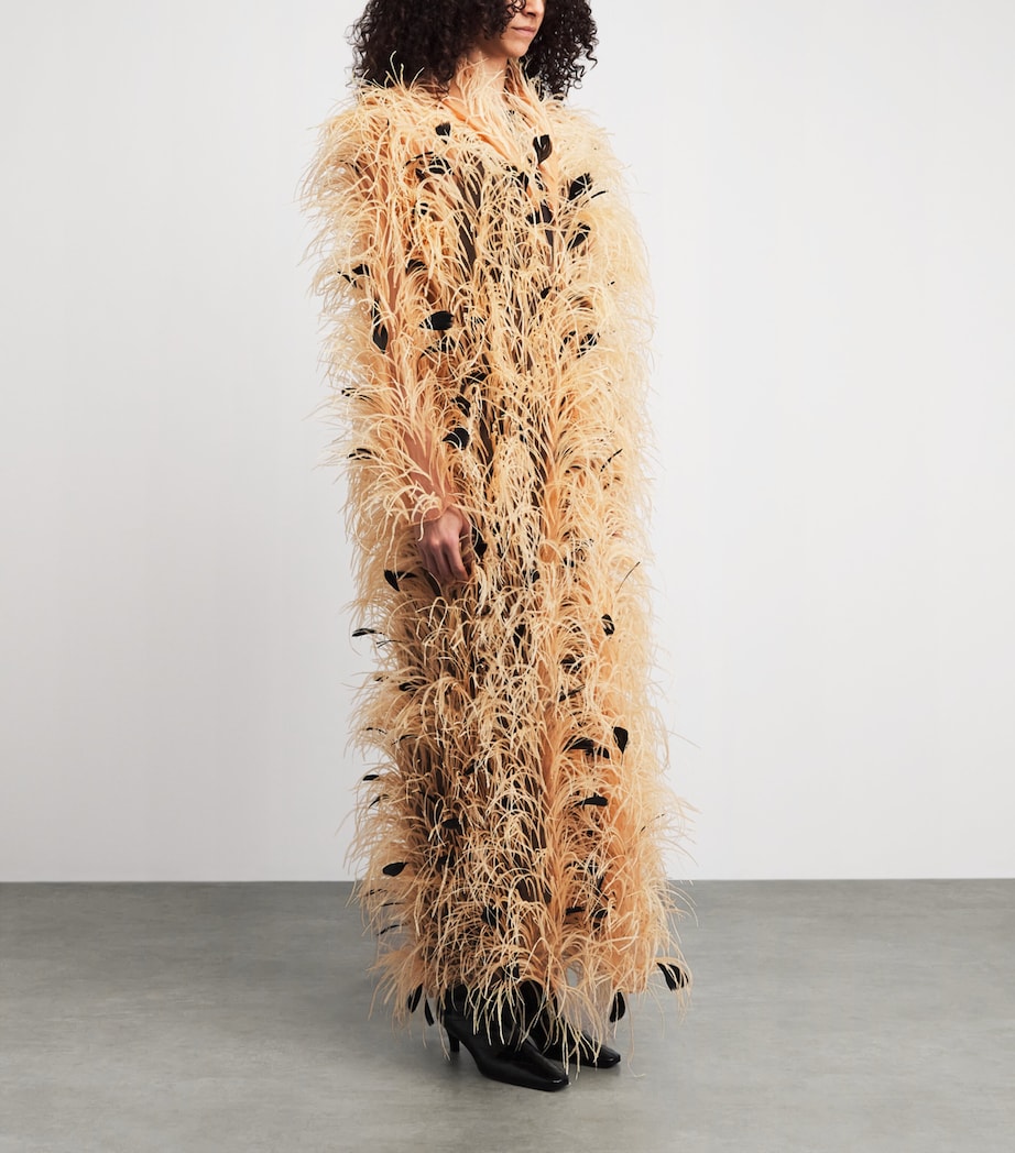 LAPOINTE Womens Embellished Feather Overcoat Honey Image 4