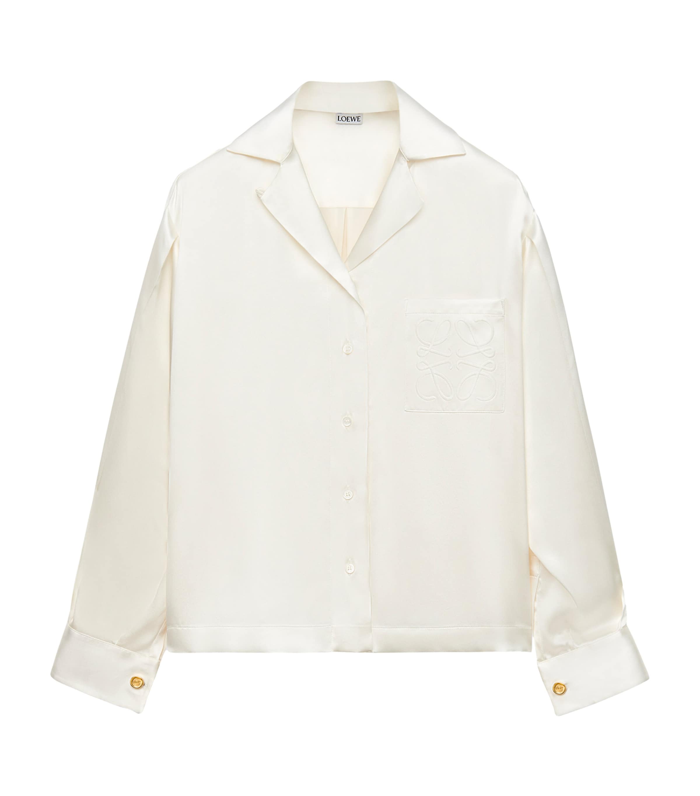 Loewe Anagram Silk Button-front Pajama Blouse In White