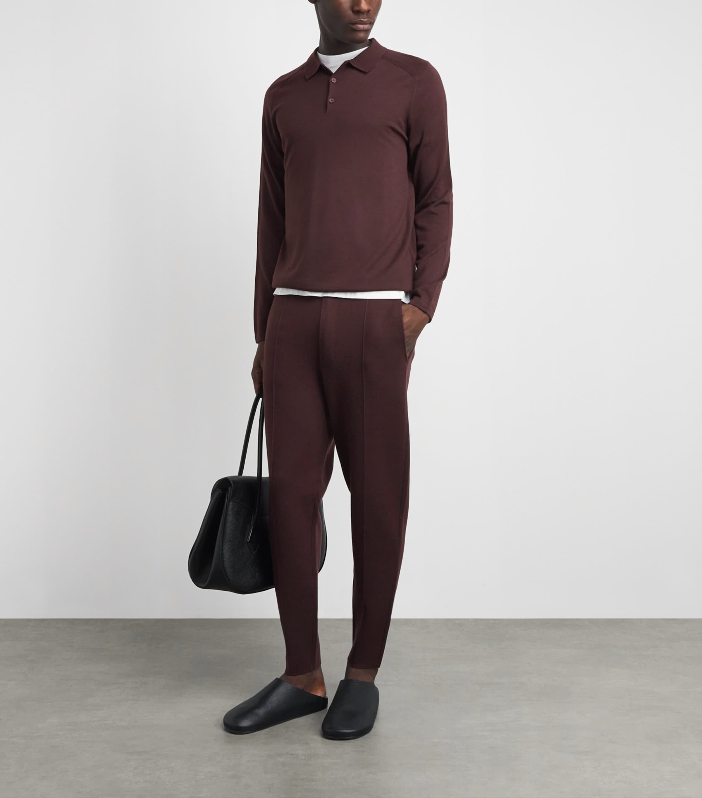 Falke Mens Ultrafine Merino Wool Trousers Dark Choco Image 2