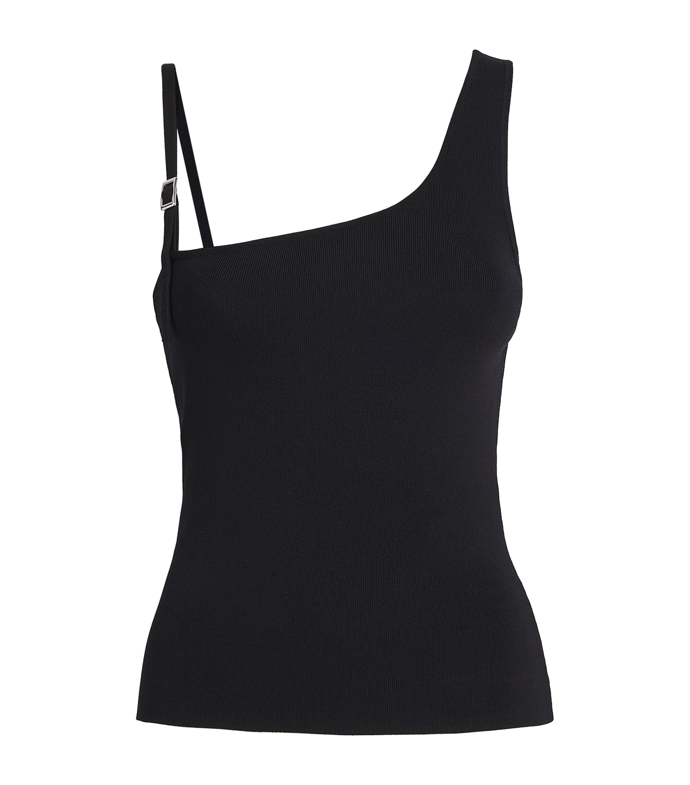 Sandro Paris Womens Knitted Asymmetric Tank Top Black Image 1