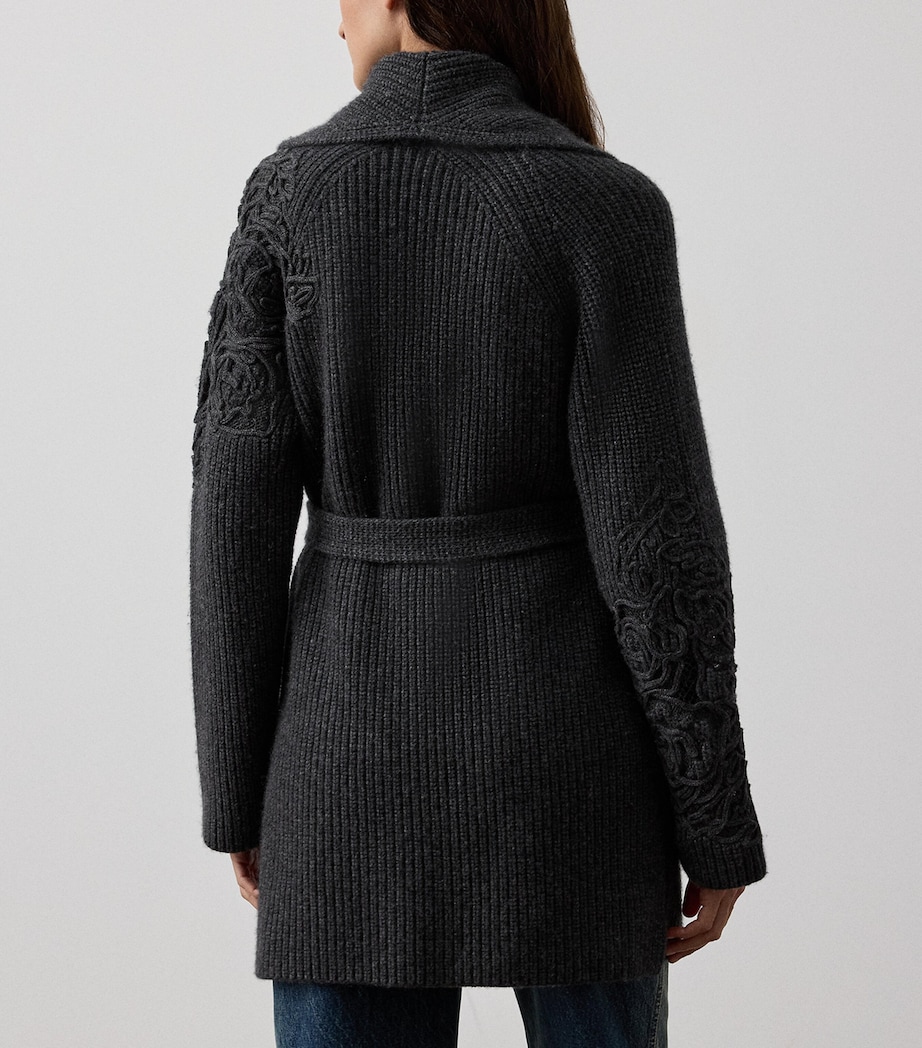 Cashmere Embroidered Cardigan MEDIUM GREY MELANGE Image 3