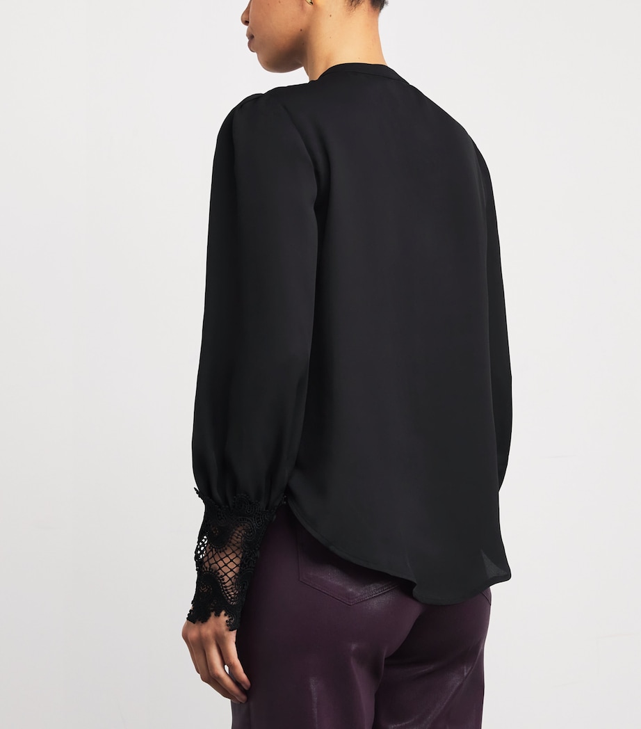Lace Trim Ava Blouse BLACK Image 4