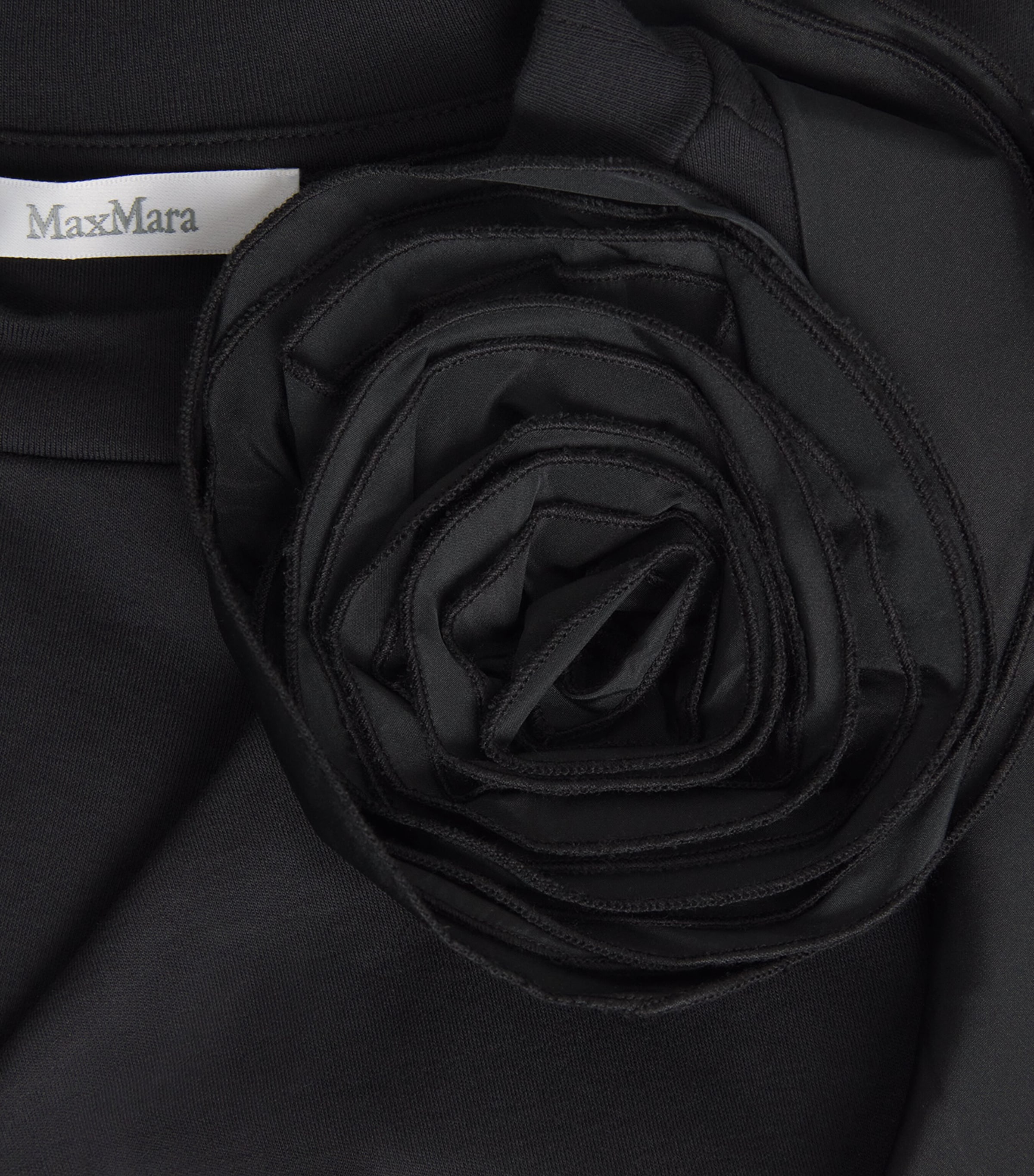 Max Mara Womens Cotton Floral Appliqué T-Shirt Black Image 6