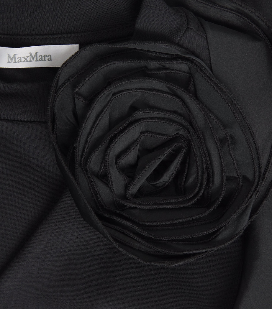 Max Mara Womens Cotton Floral Appliqué T-Shirt Black Image 6