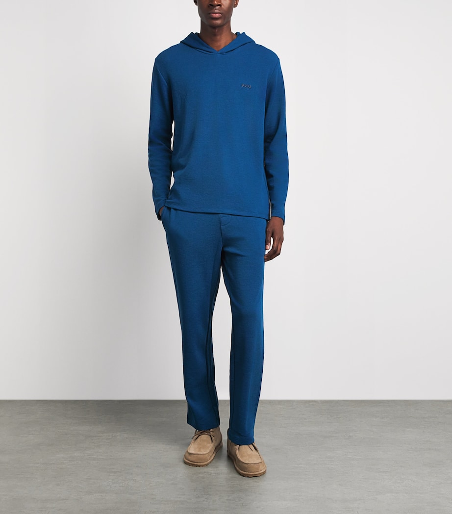 BOSS Mens Waffle-Knit Logo Sweatpants Turquoise/aqua Image 2