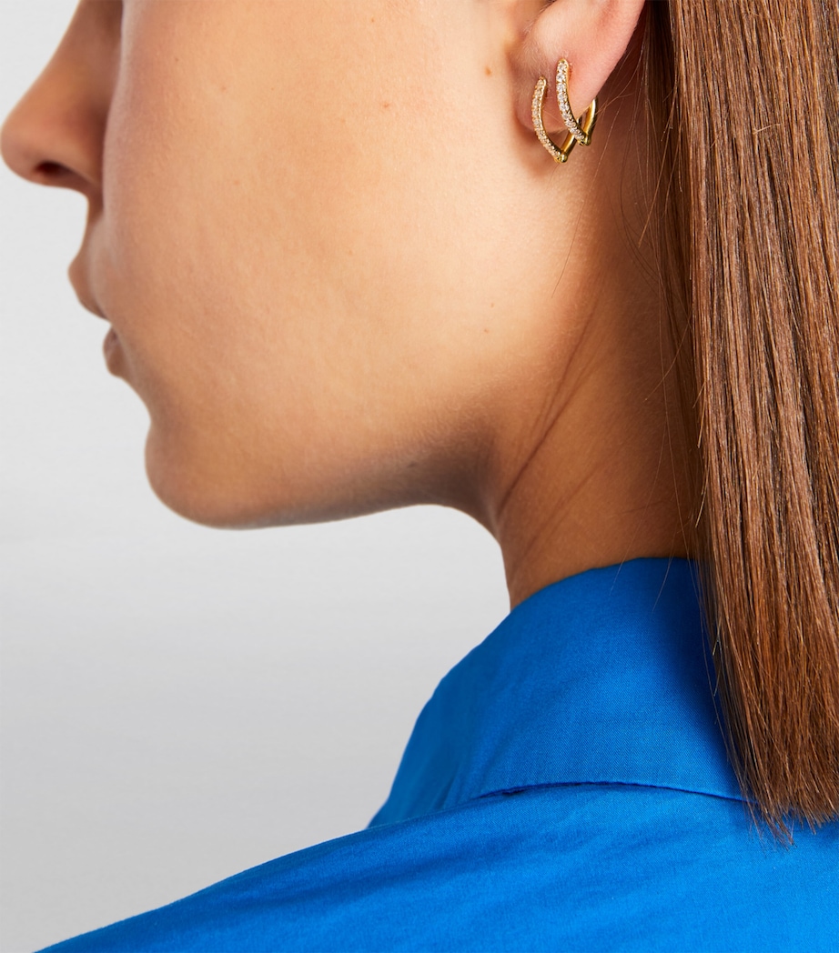 Melissa Kaye Small Yellow Gold and Diamond Cristina Earrings Yellow Gold Image 4