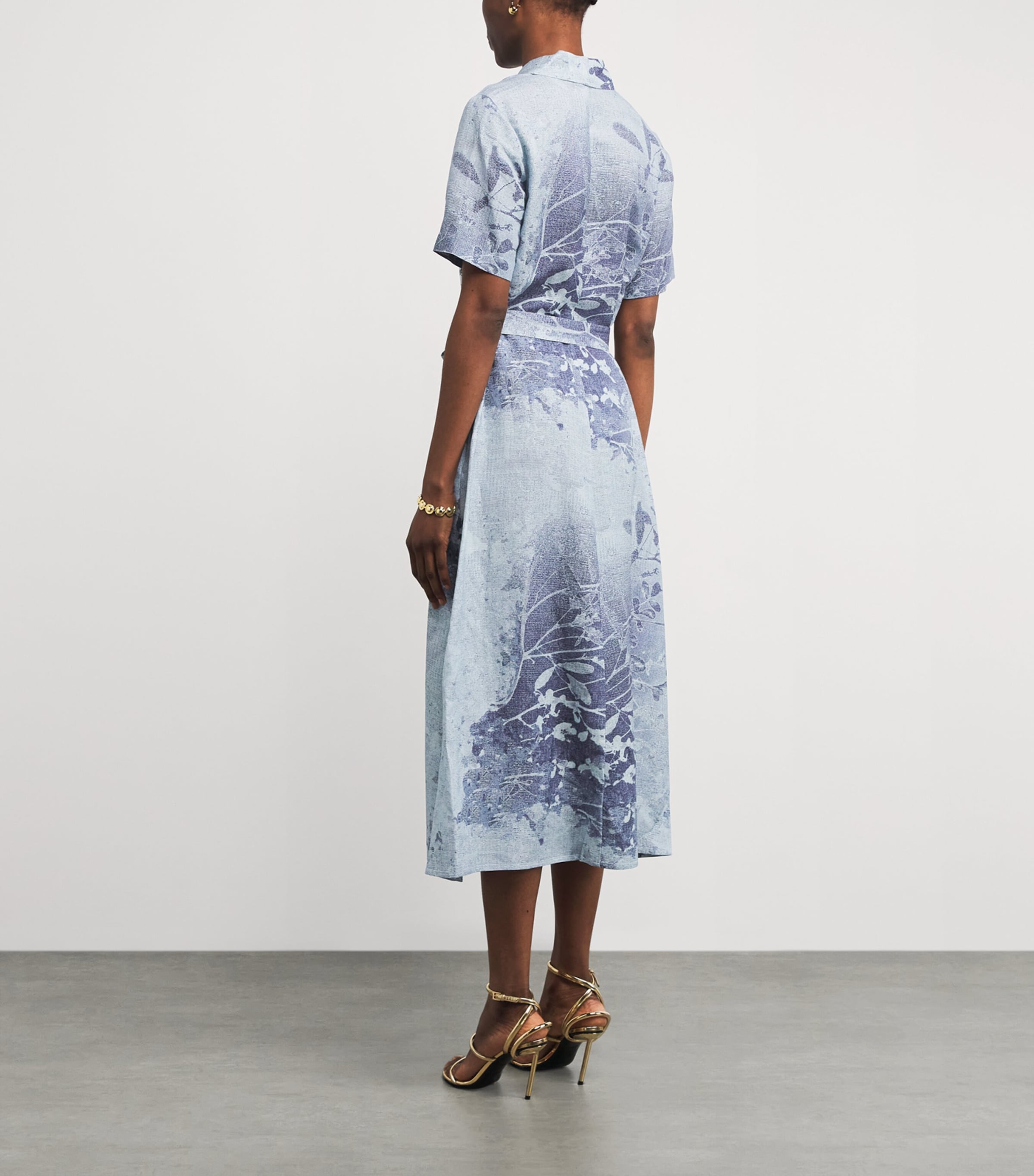 Linen-Blend Printed Audria Midi Dress SKY FLORAL Image 3