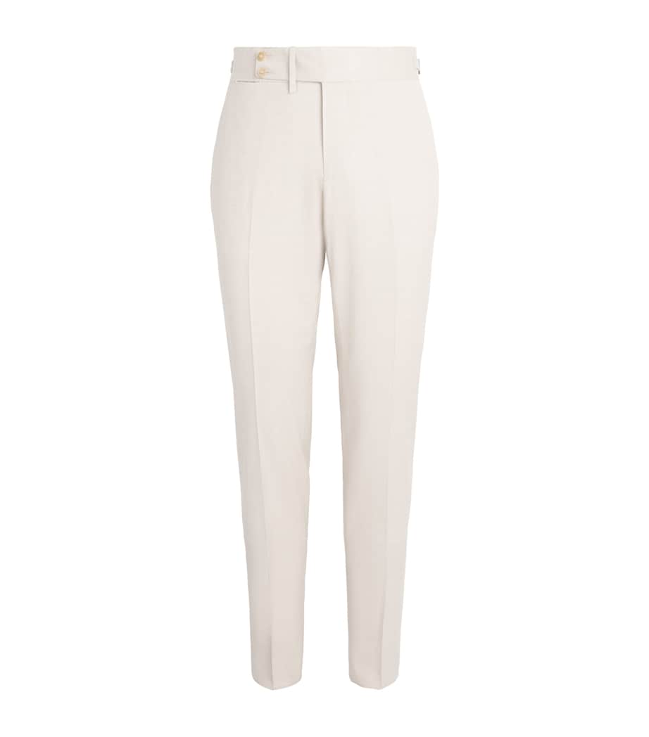 Isaia Mens Wool-Silk-Linen-Blend Straight Tailored Trousers Image 1