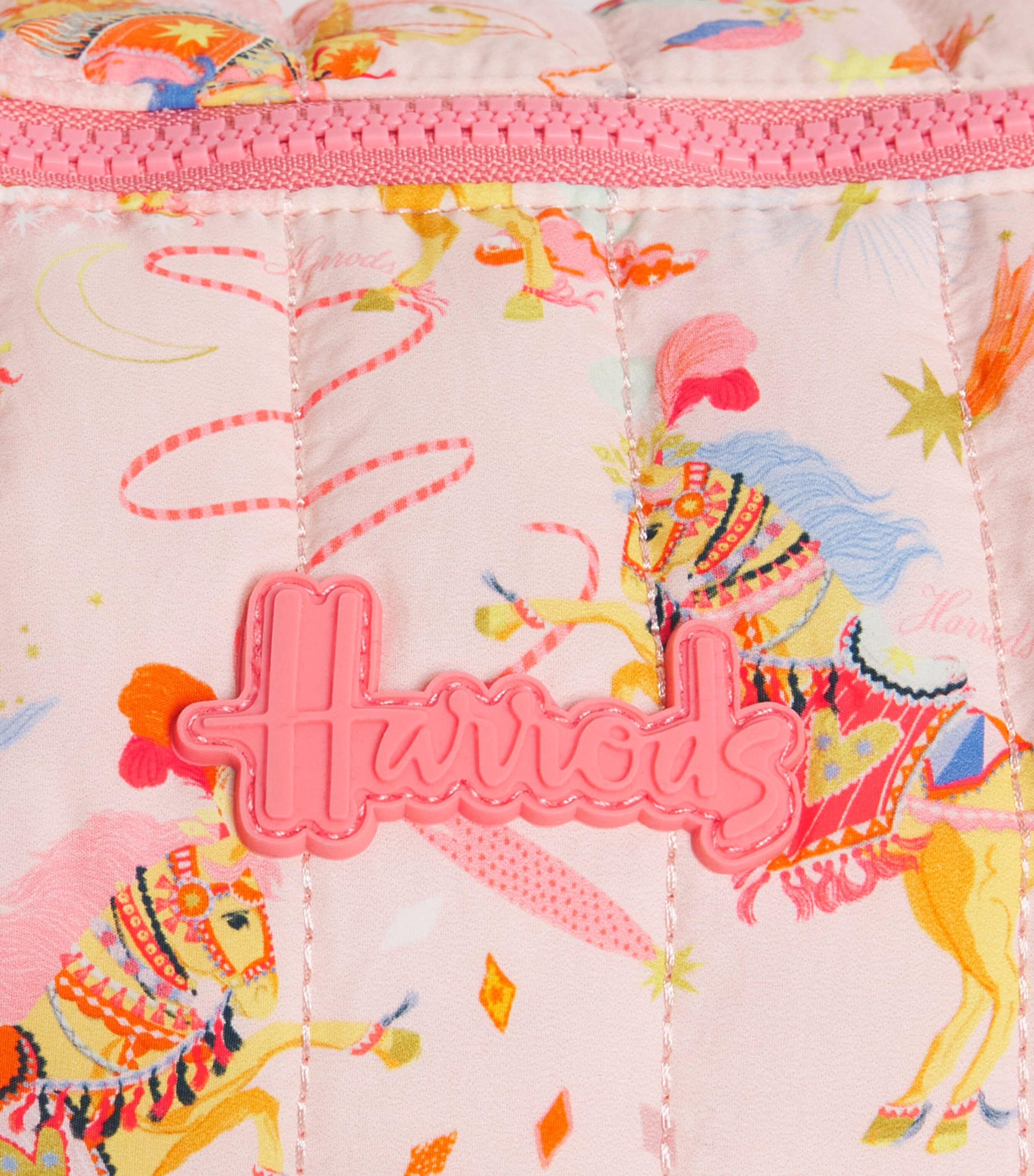 Harrods Quilted Pony Parade Wash Bag Cream Image 3