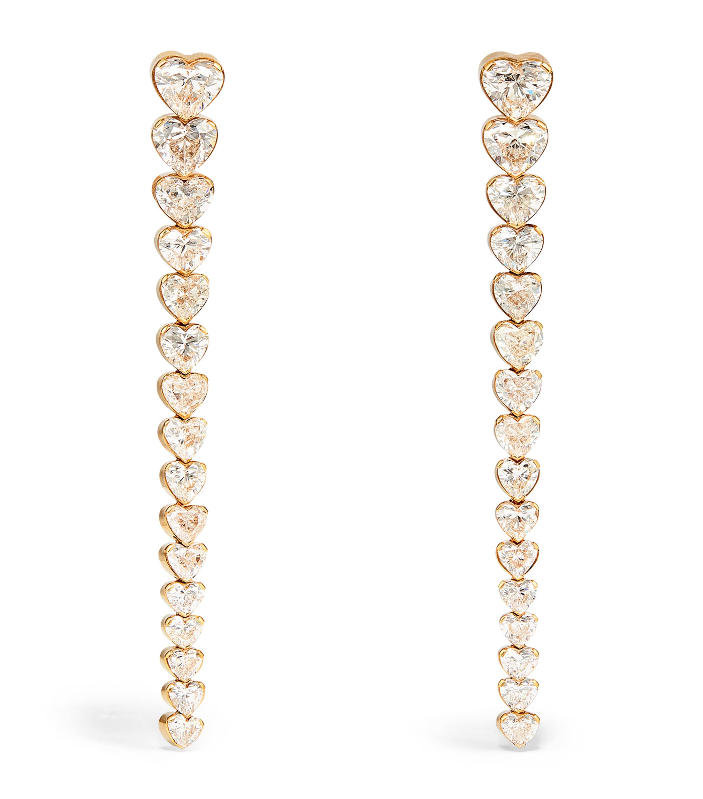 Sophie Bille Brahe Exclusive Yellow Gold And Diamond Promenade De Coeur Drop Earrings