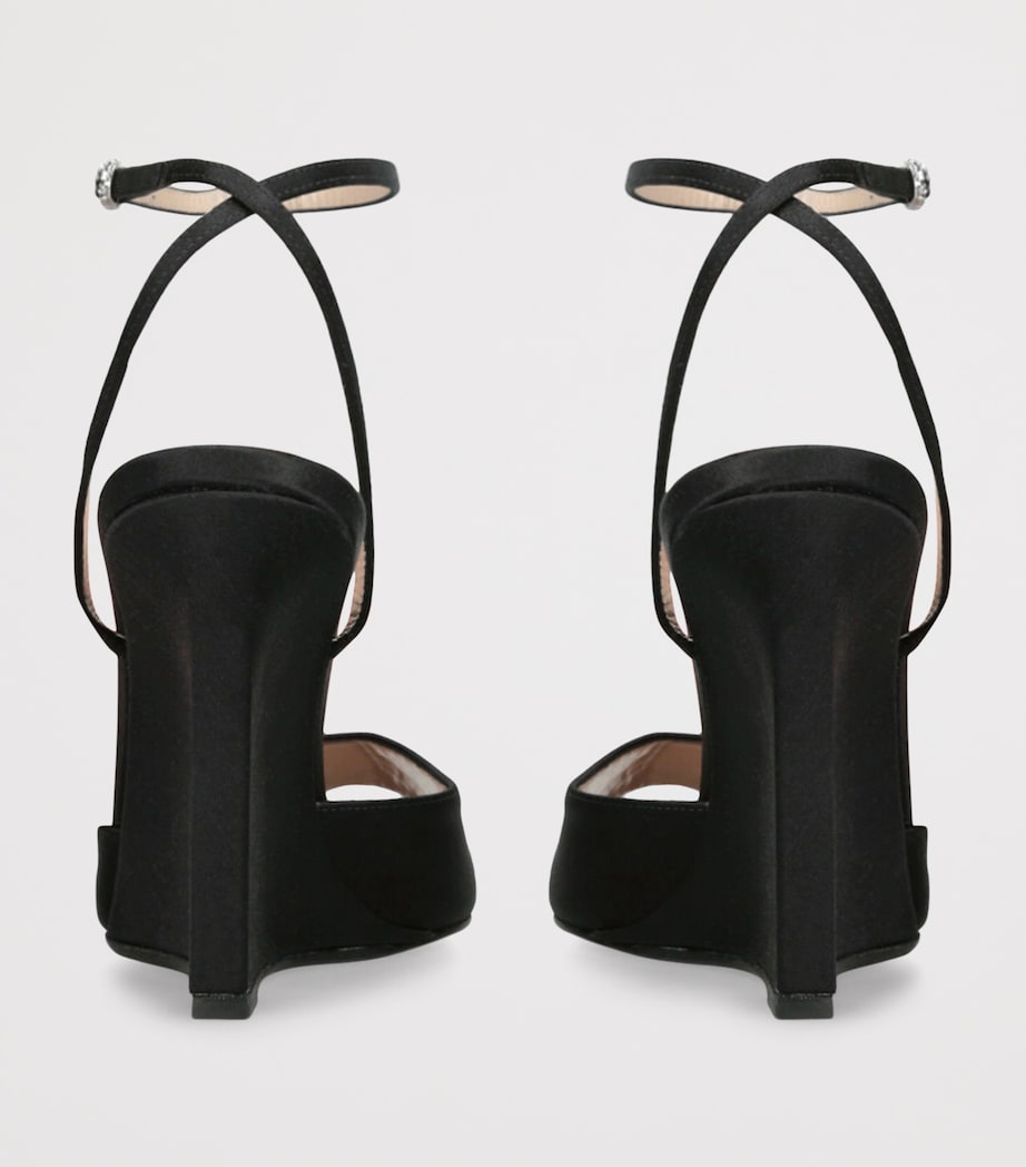 Andrea Wazen Satin Loulou Wedge Sandals 105 Black Image 2