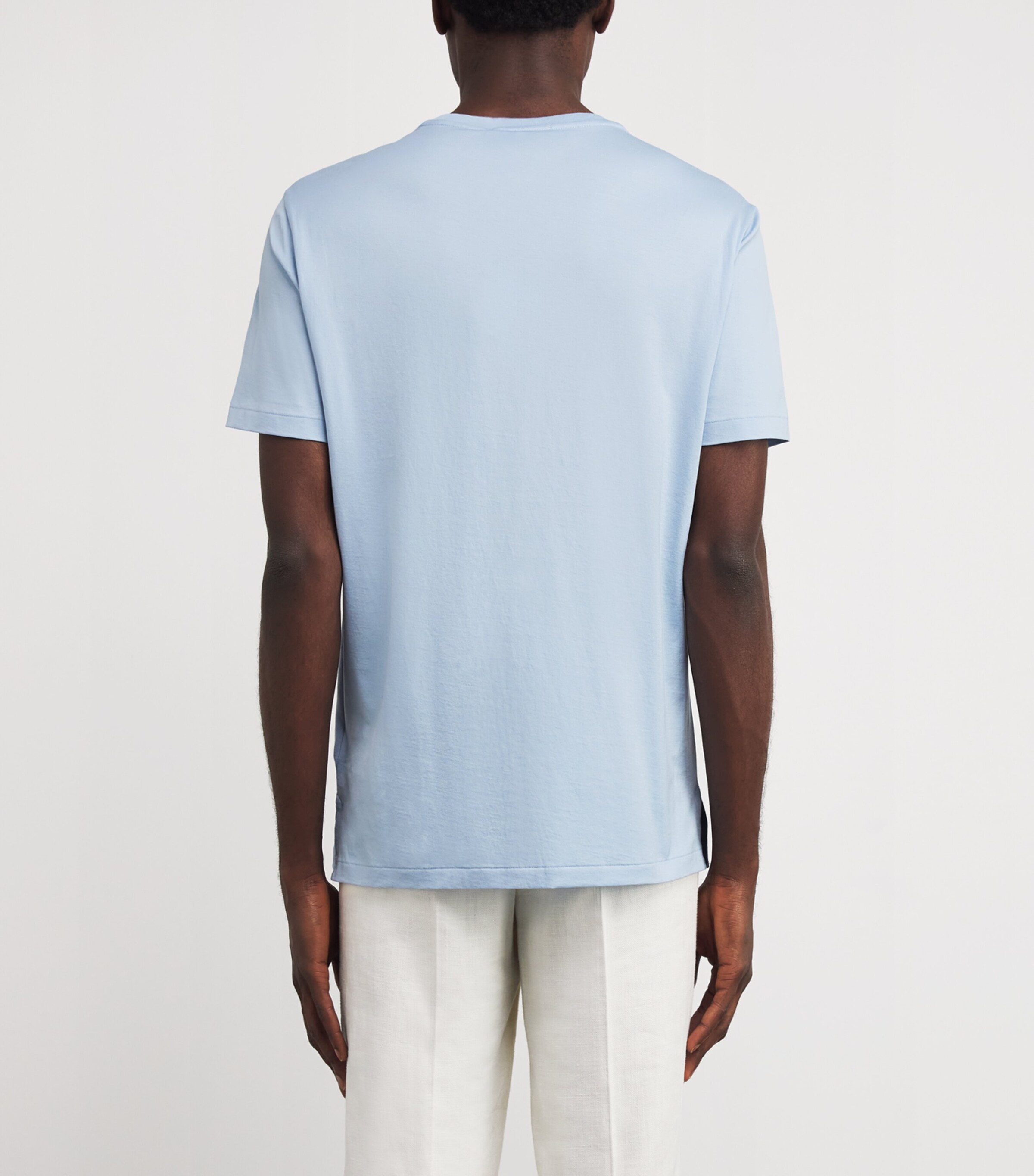 Ralph Lauren Purple Label Mens Cotton T-Shirt Chambray Blue Image 4