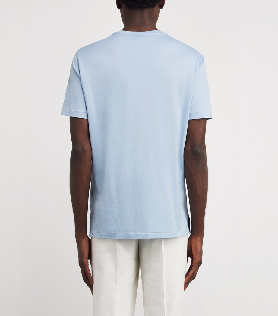 Ralph Lauren Purple Label Mens Cotton T-Shirt Chambray Blue Image 4