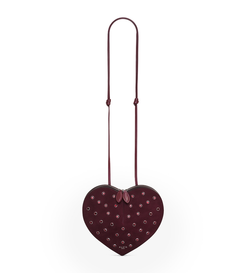 Suede Embellished Le Coeur Shoulder Bag ROUGE GRENAT Image 1