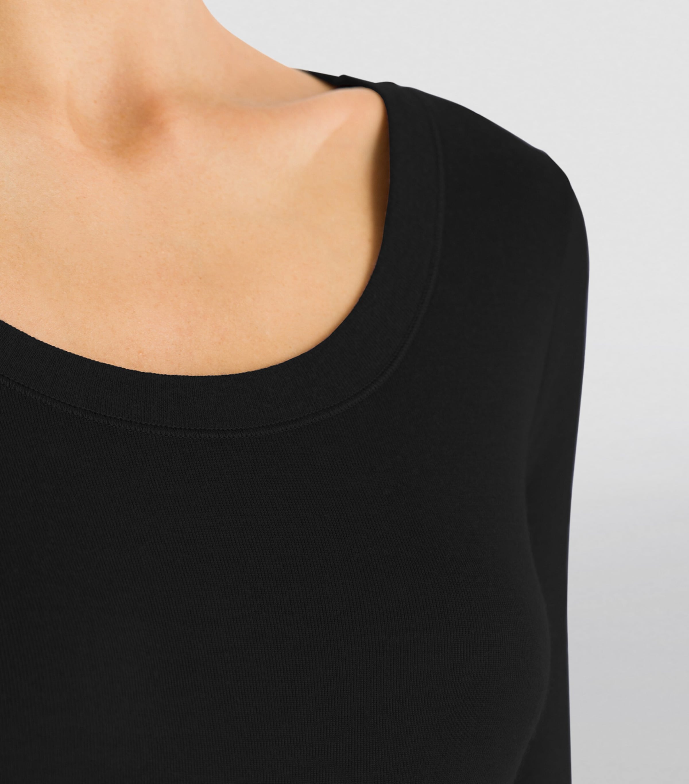 Silk-Cashmere Long-Sleeve Top BLACK Image 6