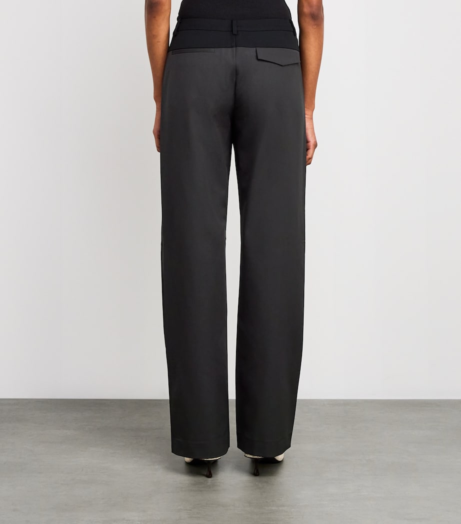 Stretch-Wool Panelled Trousers BLACK OLIVE / BLACK Image 4