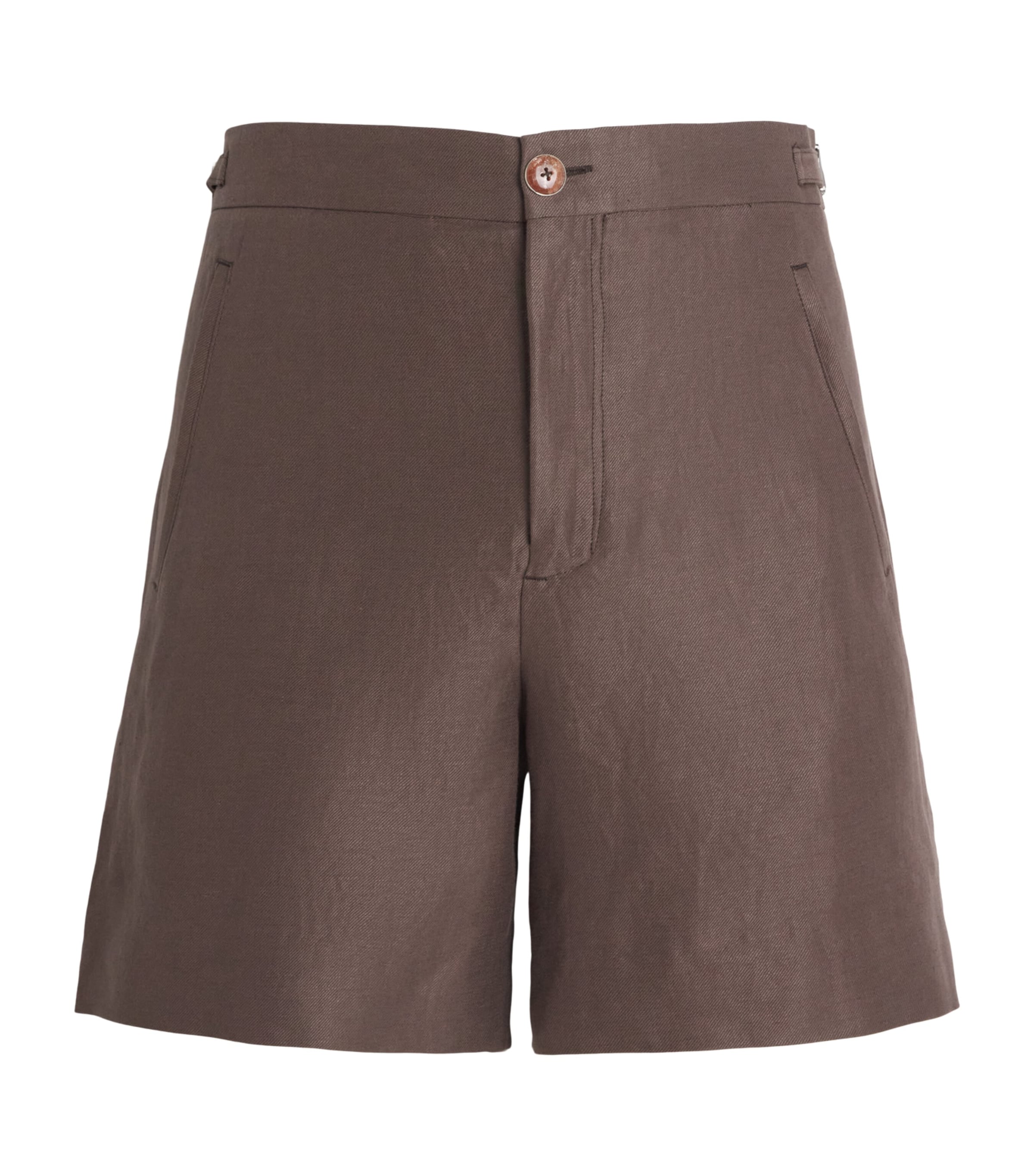 GOD'S TRUE CASHMERE Mens Linen Cocoa Shorts Orange Sunstone Image 1