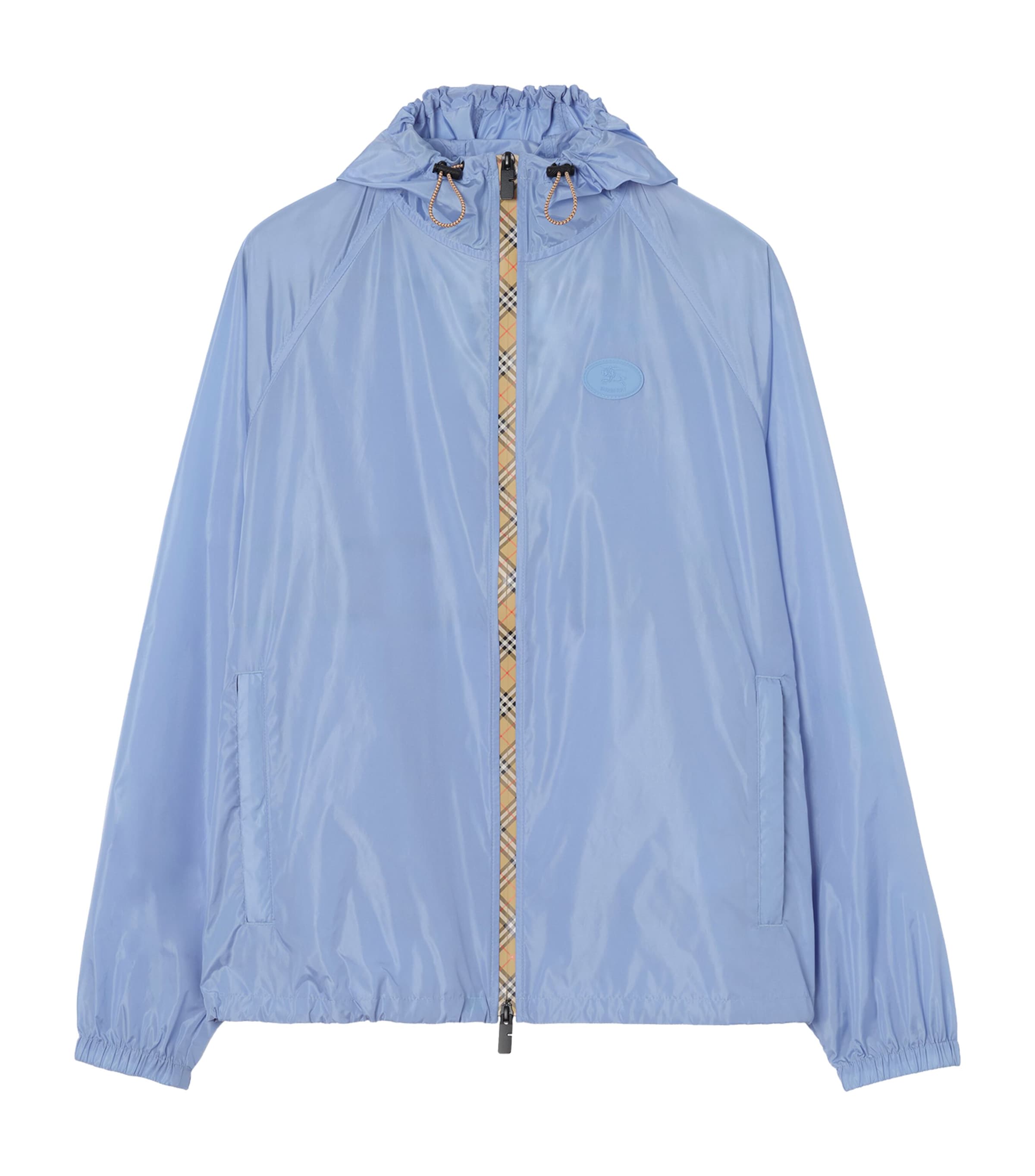 Burberry Mens Nylon Check Tape Jacket Cornflower Blue Image 1