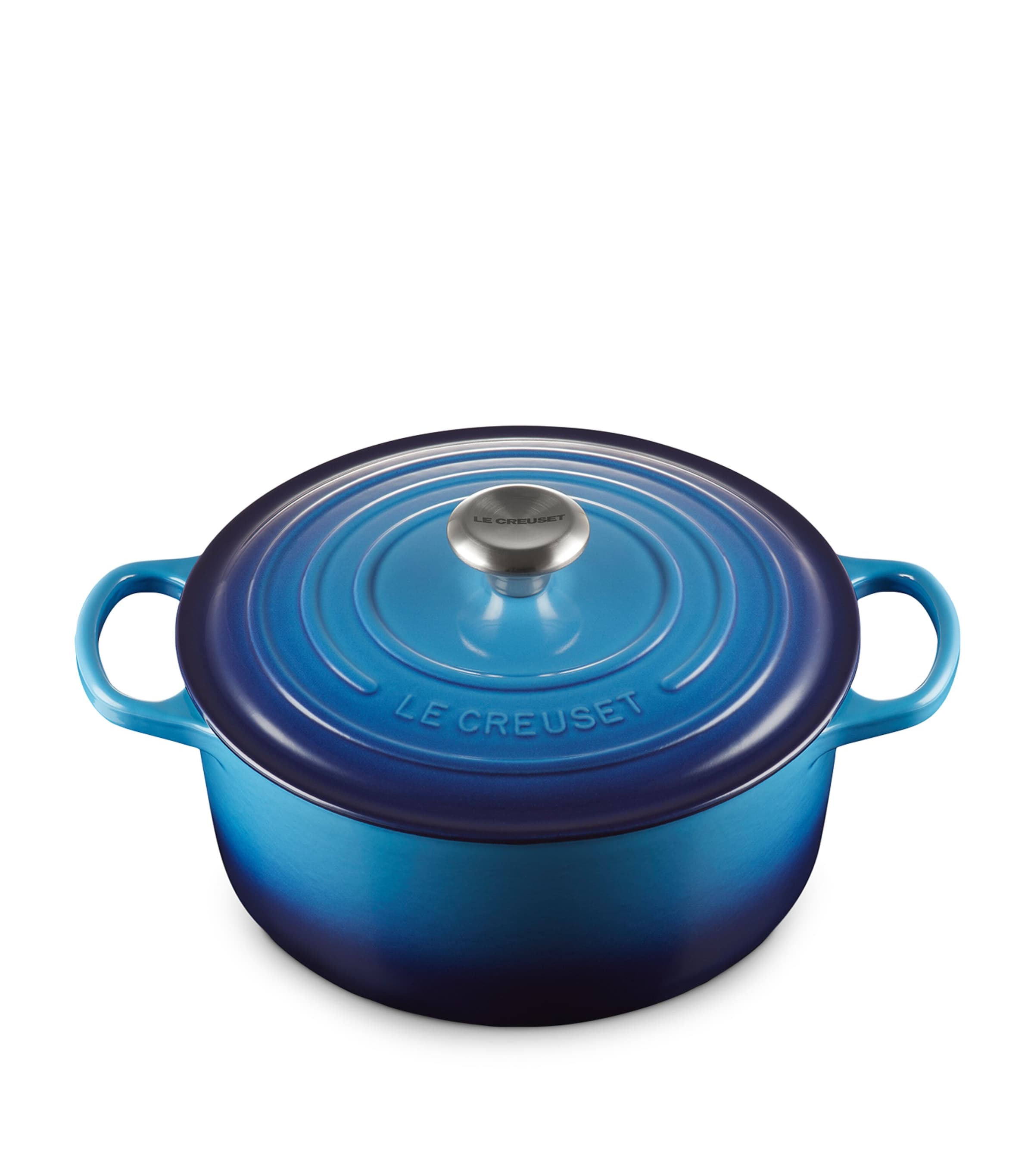 Shop Le Creuset Cast Iron Round Casserole Dish In Blue