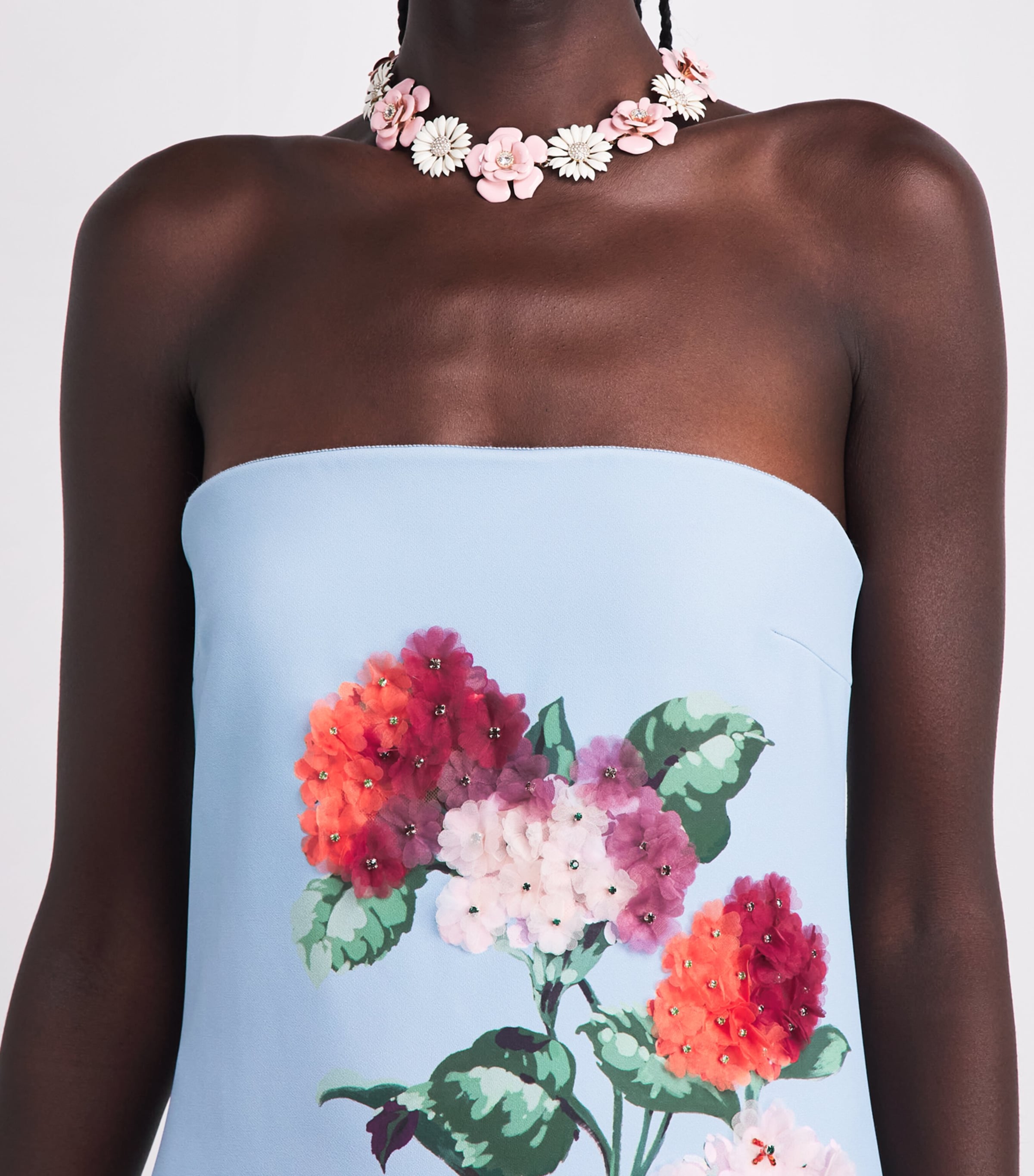 Carolina Herrera Womens Hydrangea Print Column Gown Cloudy Blue Mul Image 3