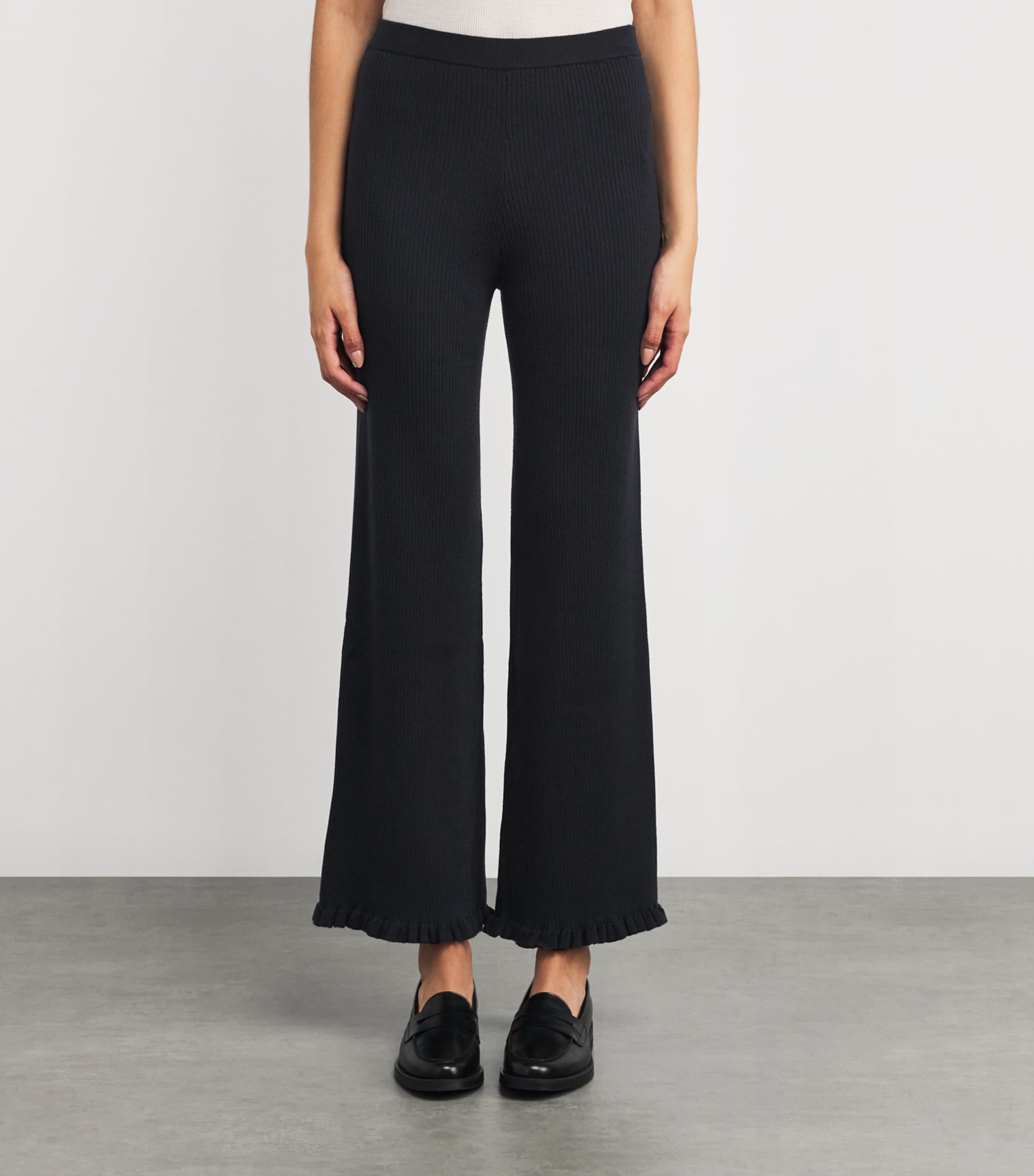 Flared Knitted Trousers NAVY Image 3