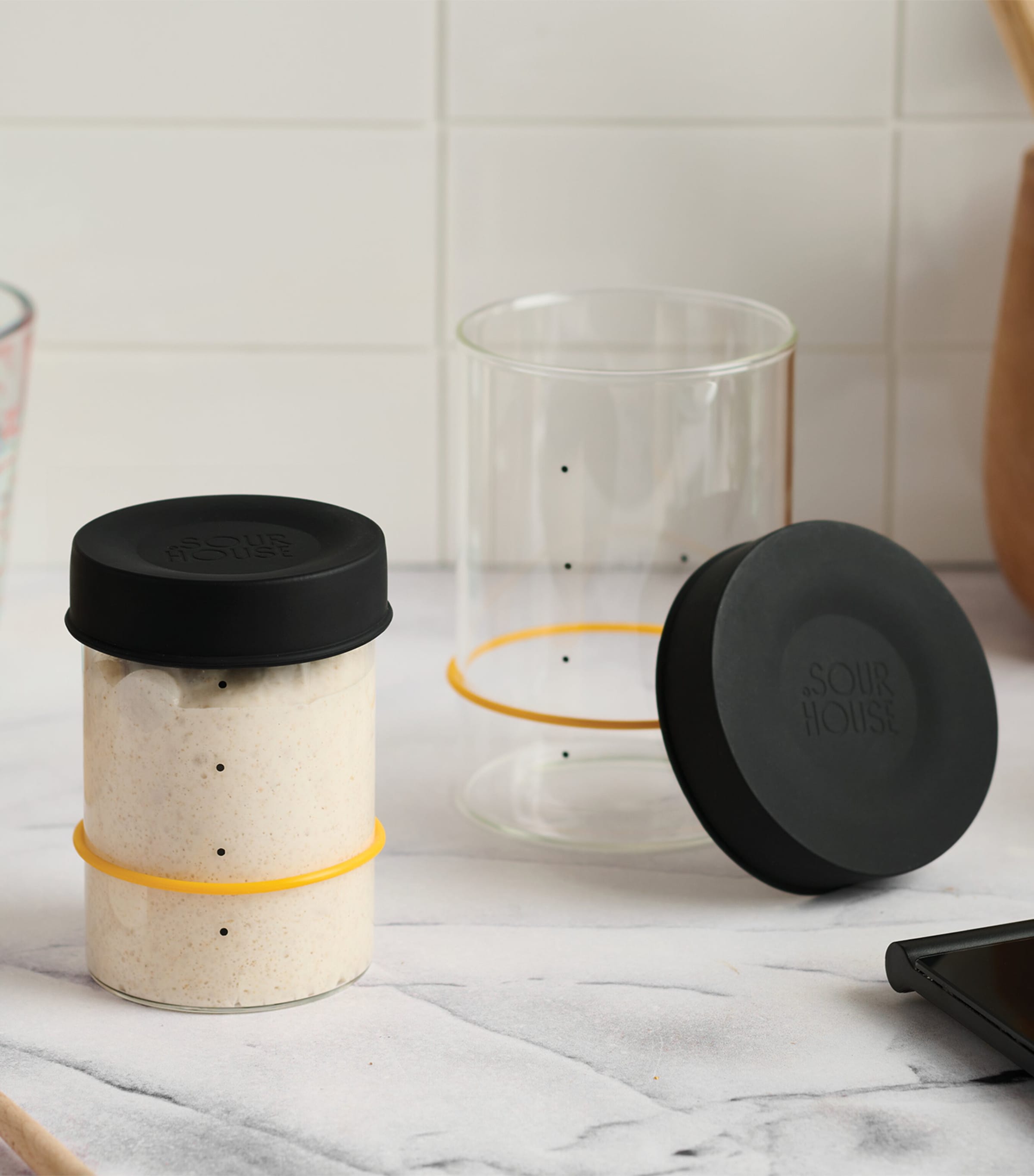 Glass Sourdough Pint Starter Jar (500ml) BLACK Image 4