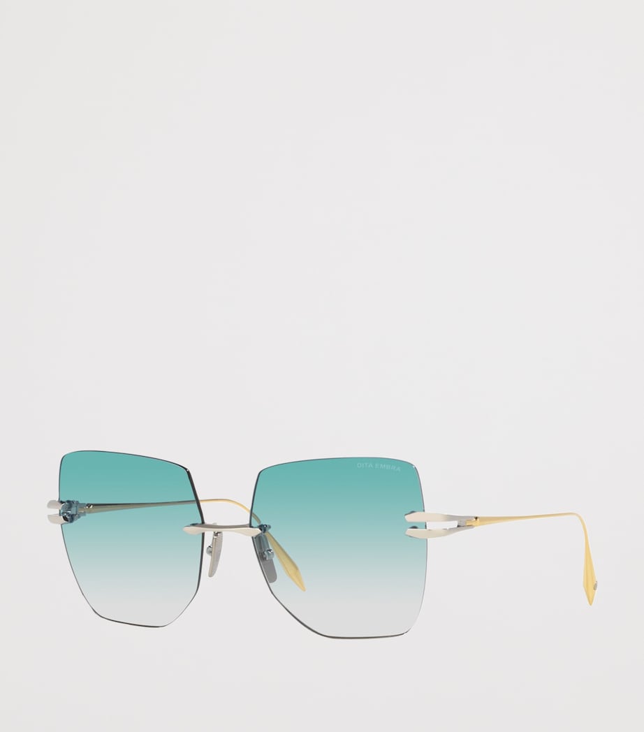 DITA Rimless Square Embra Sunglasses Silver Image 2