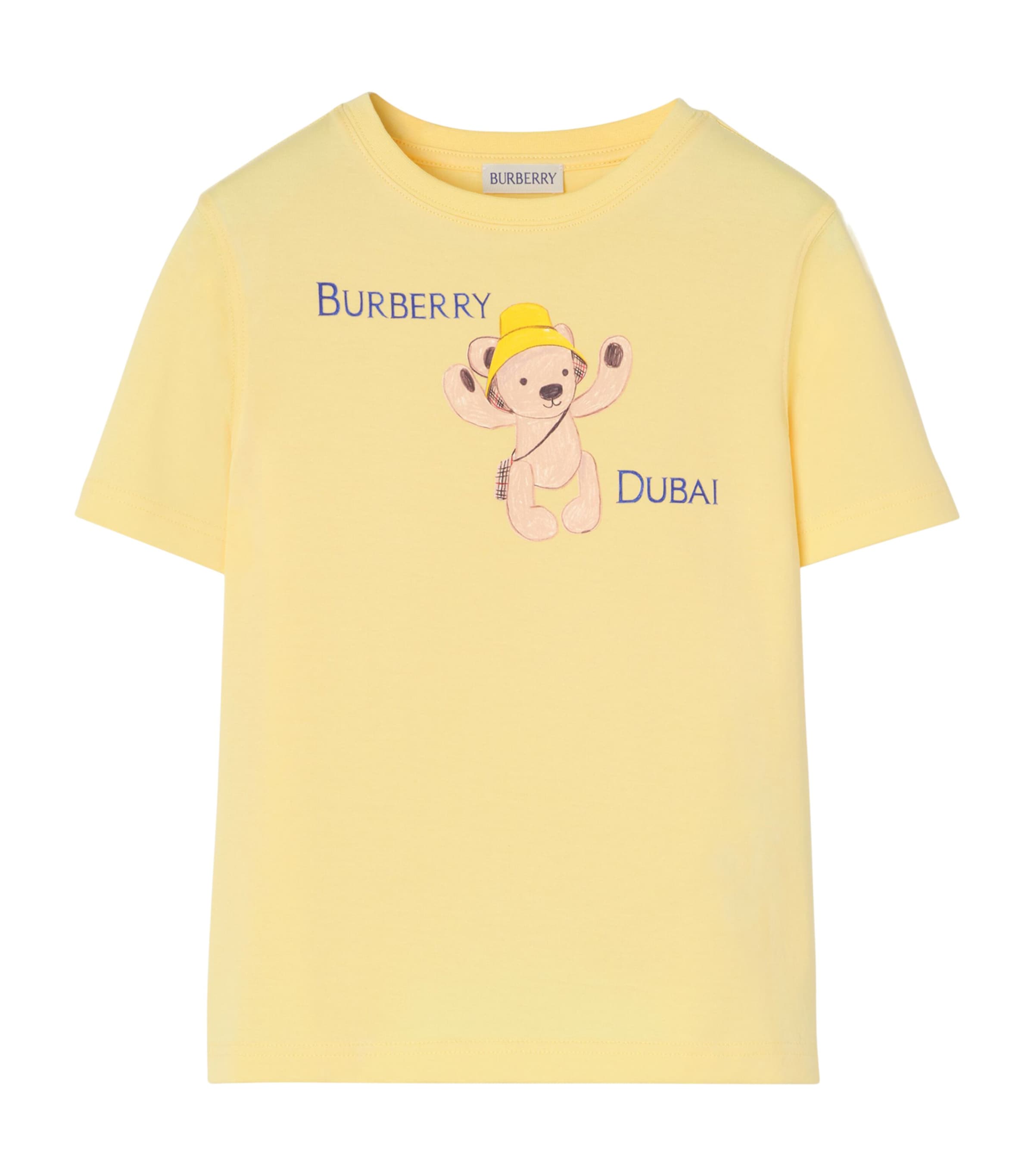 Burberry Kids Cotton Dubai Bear T-Shirt (4-12 Years) Straw Image 1