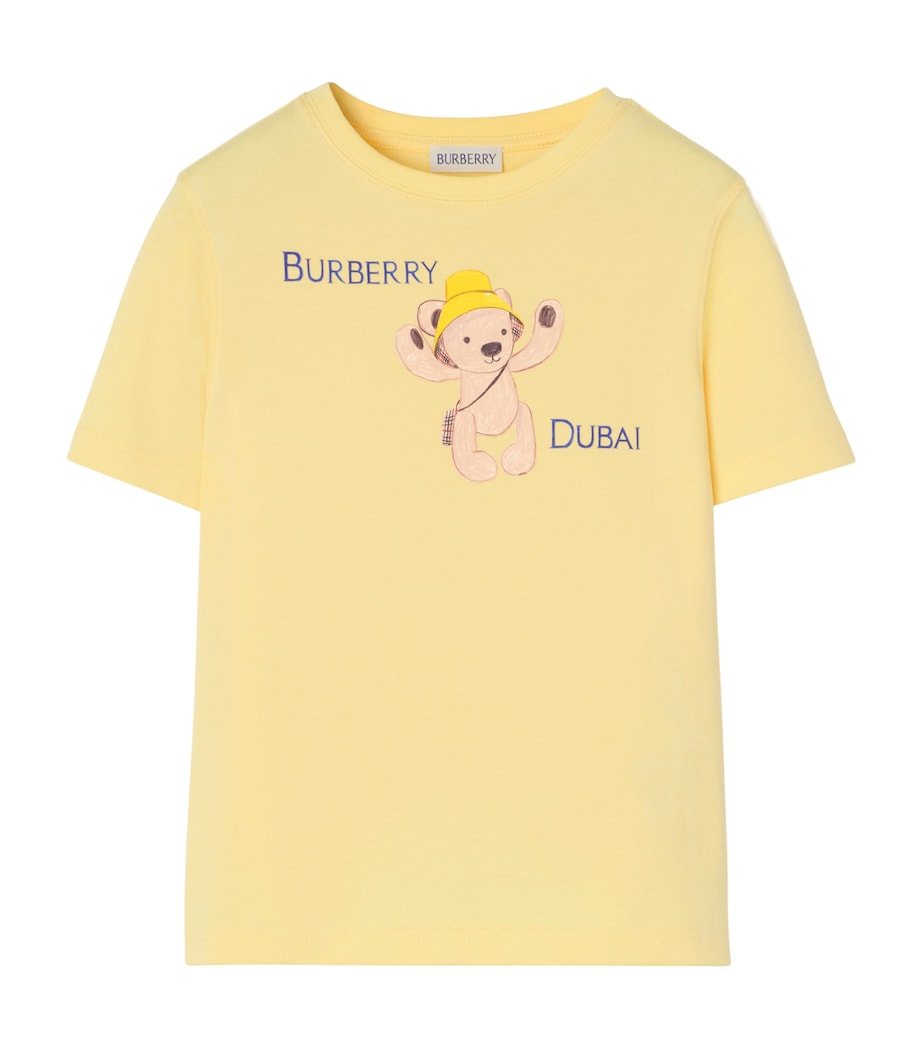 Burberry Kids Cotton Dubai Bear T-Shirt (4-12 Years) Straw Image 1