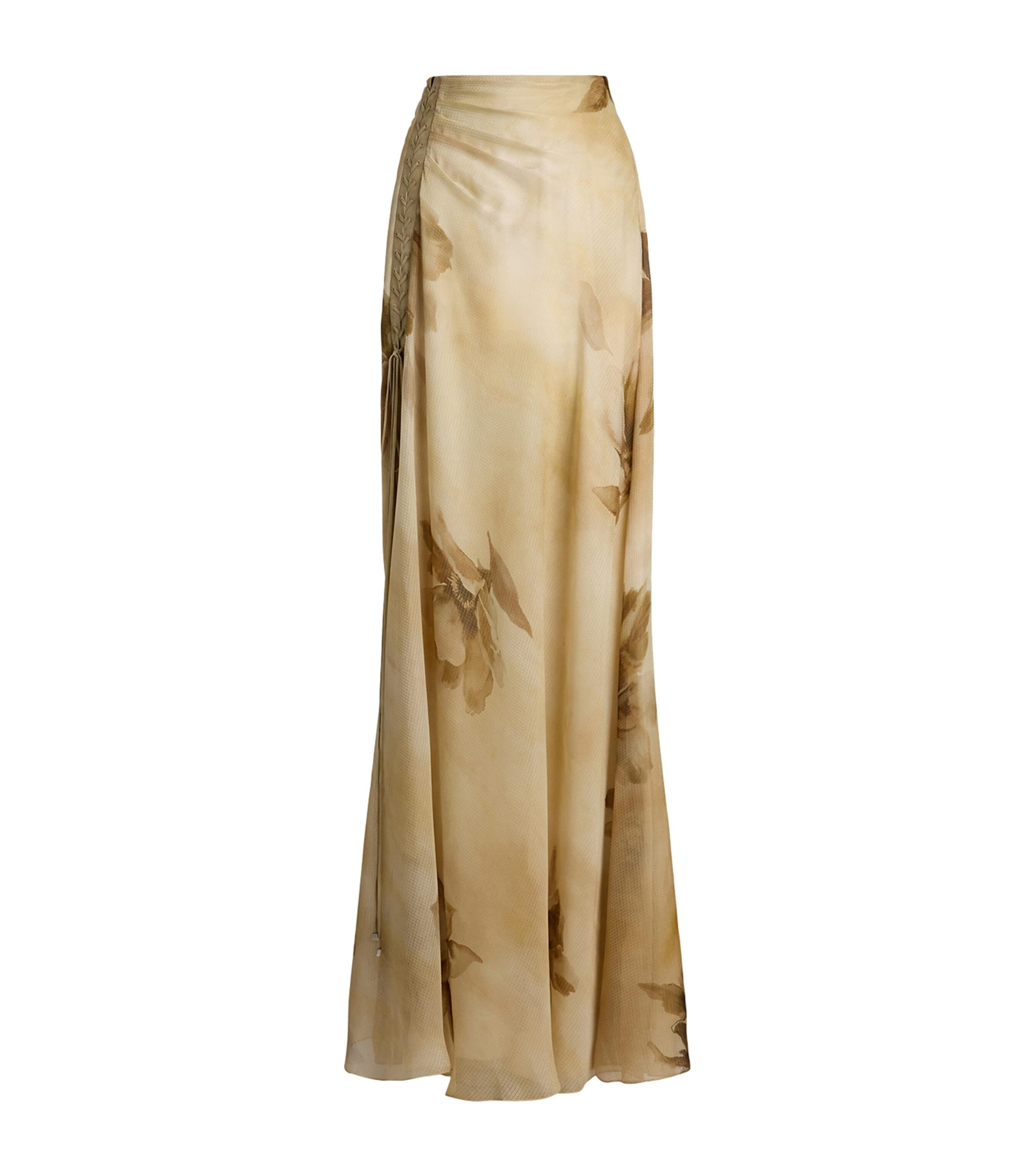 Polo Ralph Lauren Odera Floral Silk Gauze Maxi Skirt In Beige