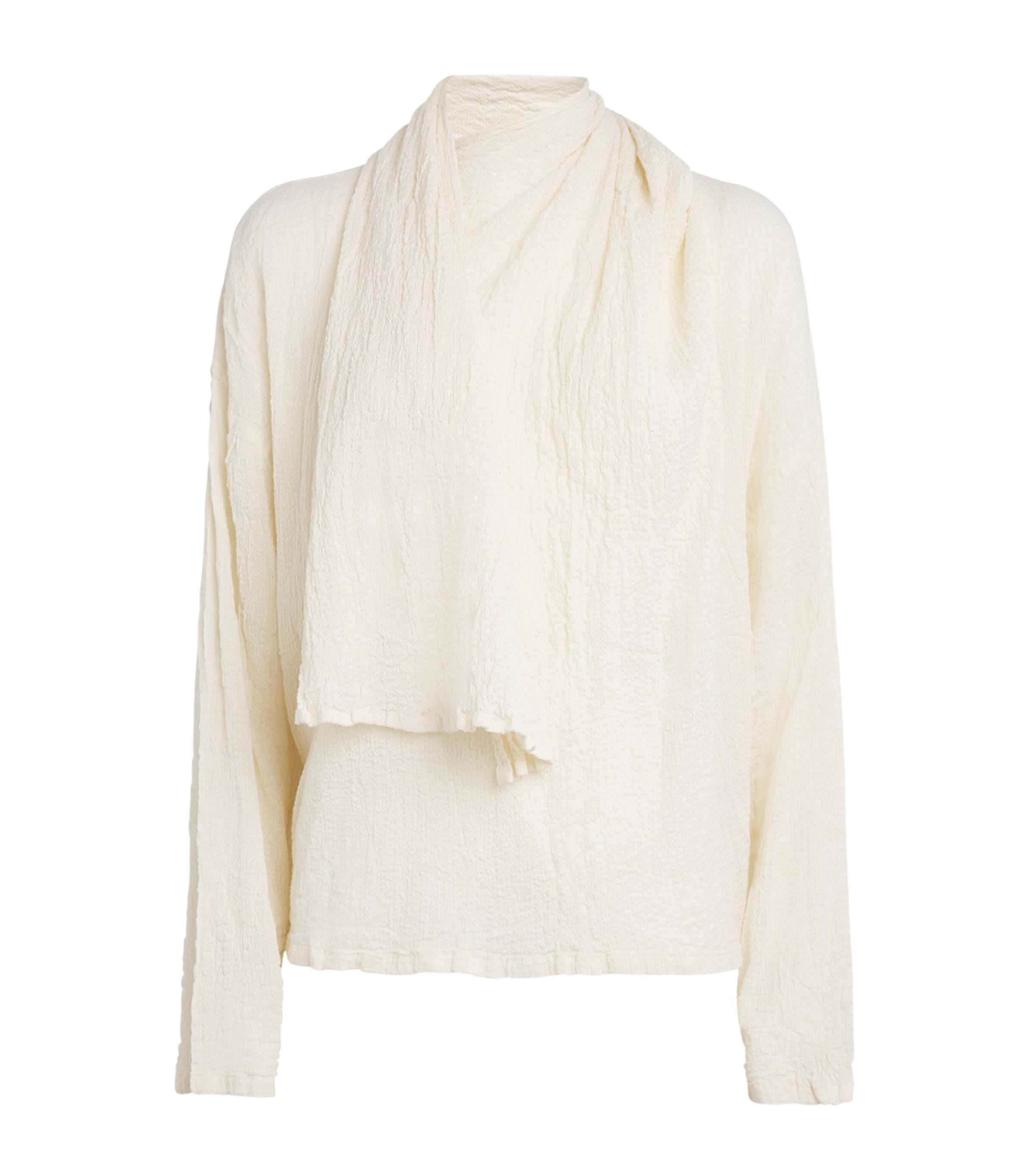 Issey Miyake Karami Wool Tie-neck Blouse In Grey