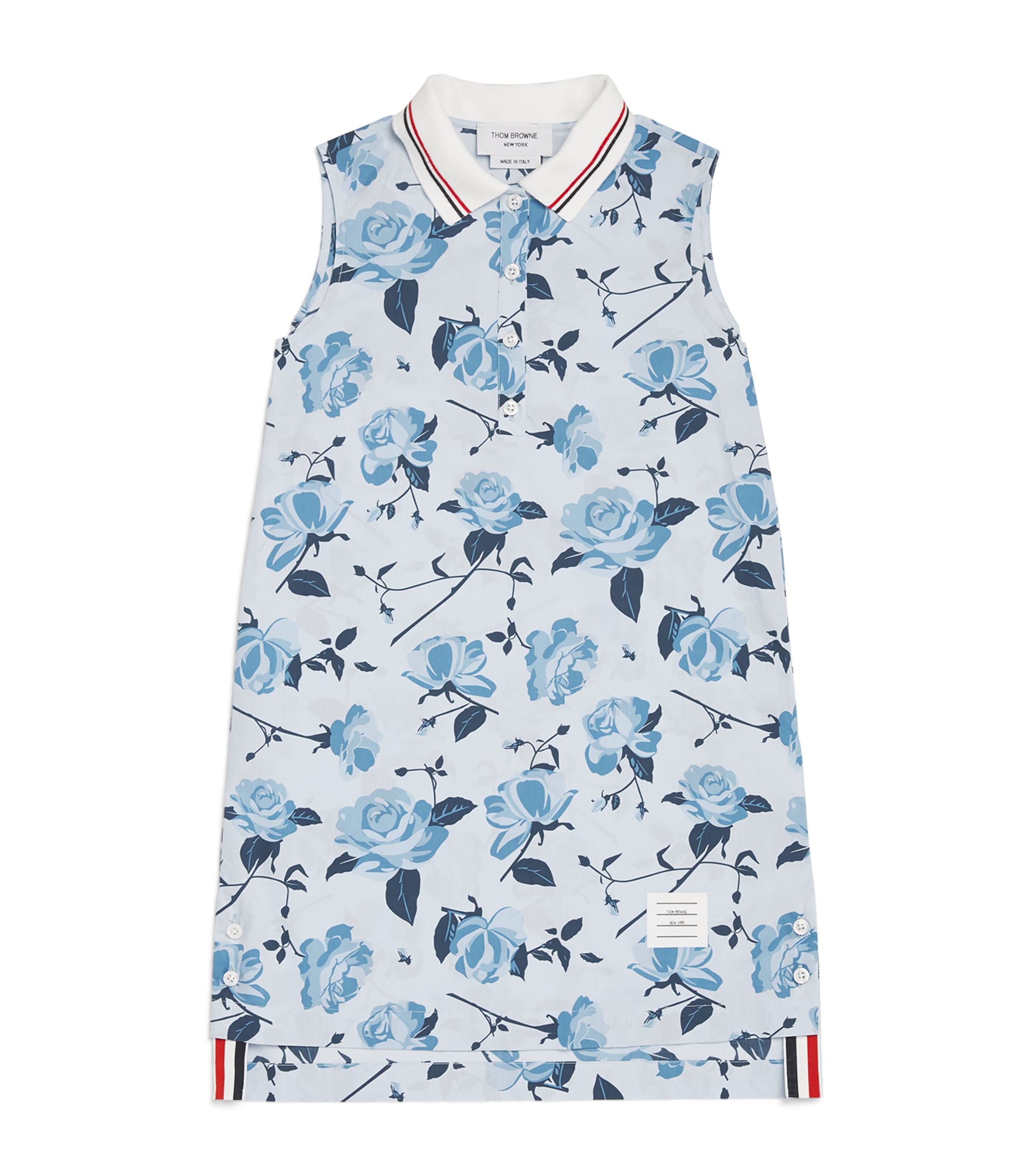 Shop Thom Browne Floral Polo-collar Dress In Blue