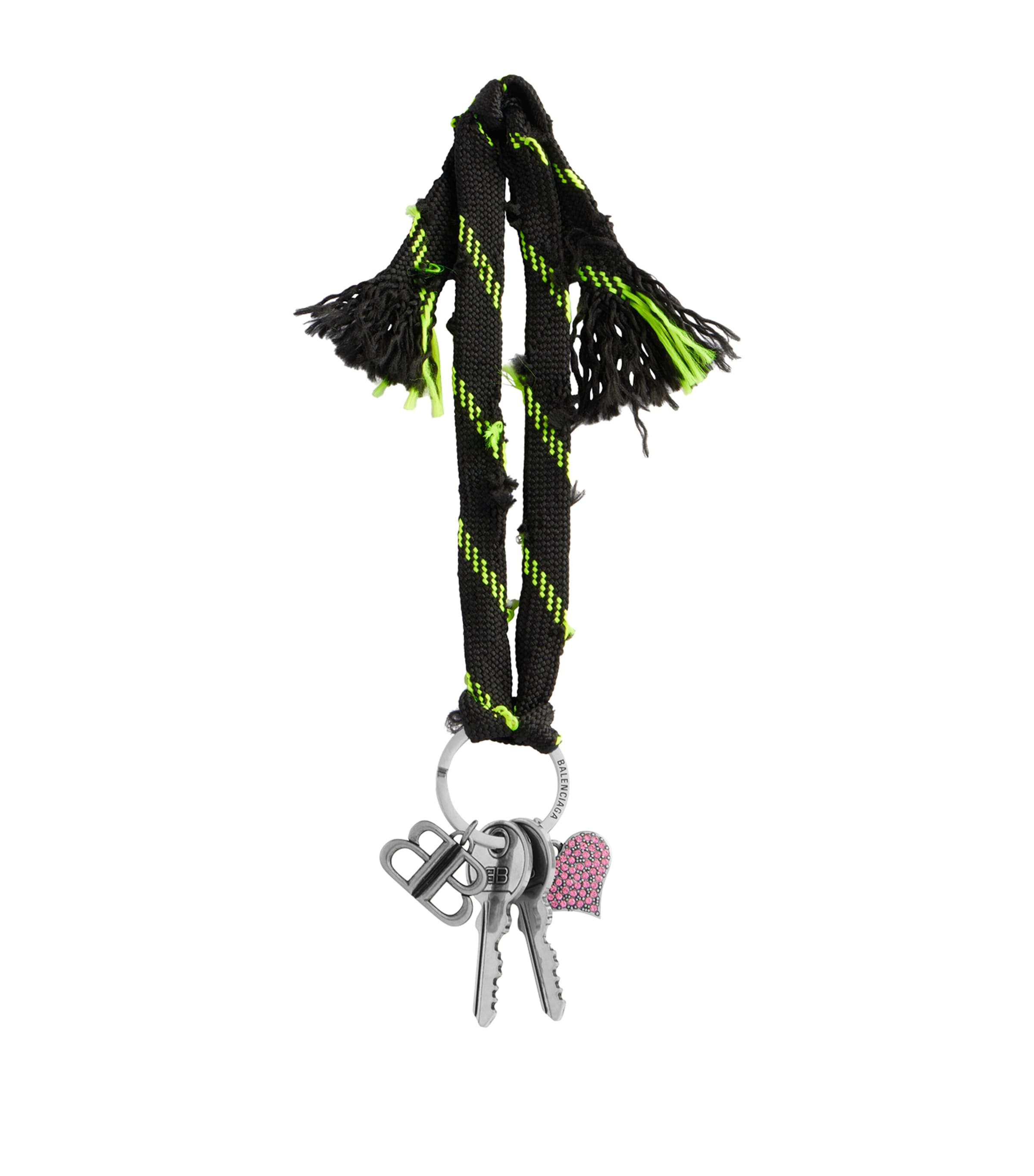 Balenciaga Shoelace Bb Key Chain In Black