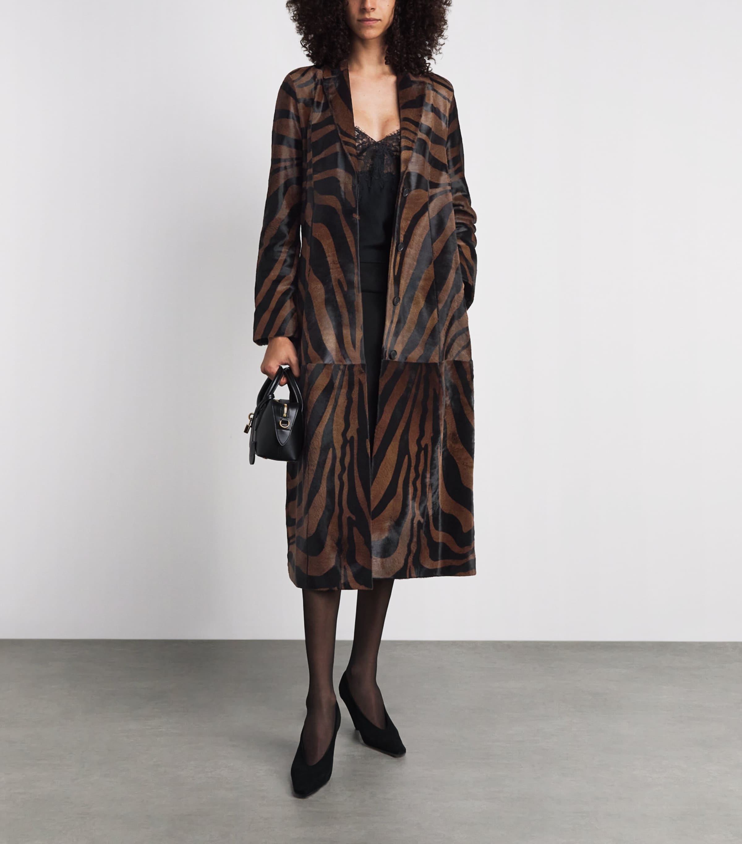 Simkhai Womens Leather Pony Hair Zebra Rilo Coat Zebra Image 2