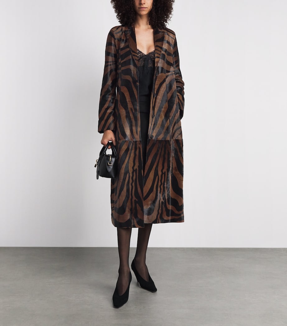 Simkhai Womens Leather Pony Hair Zebra Rilo Coat Zebra Image 2
