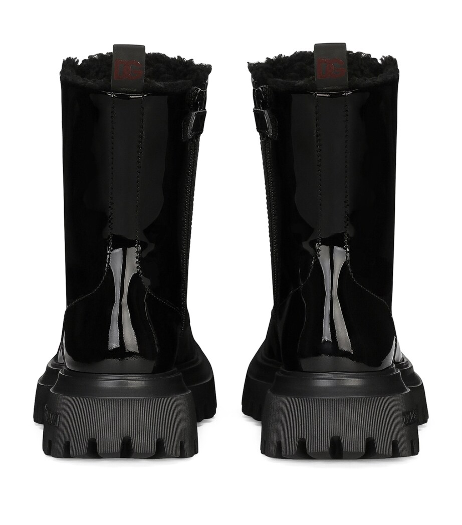 Leather Lace-Up Boots 80999-BLACK Image 4