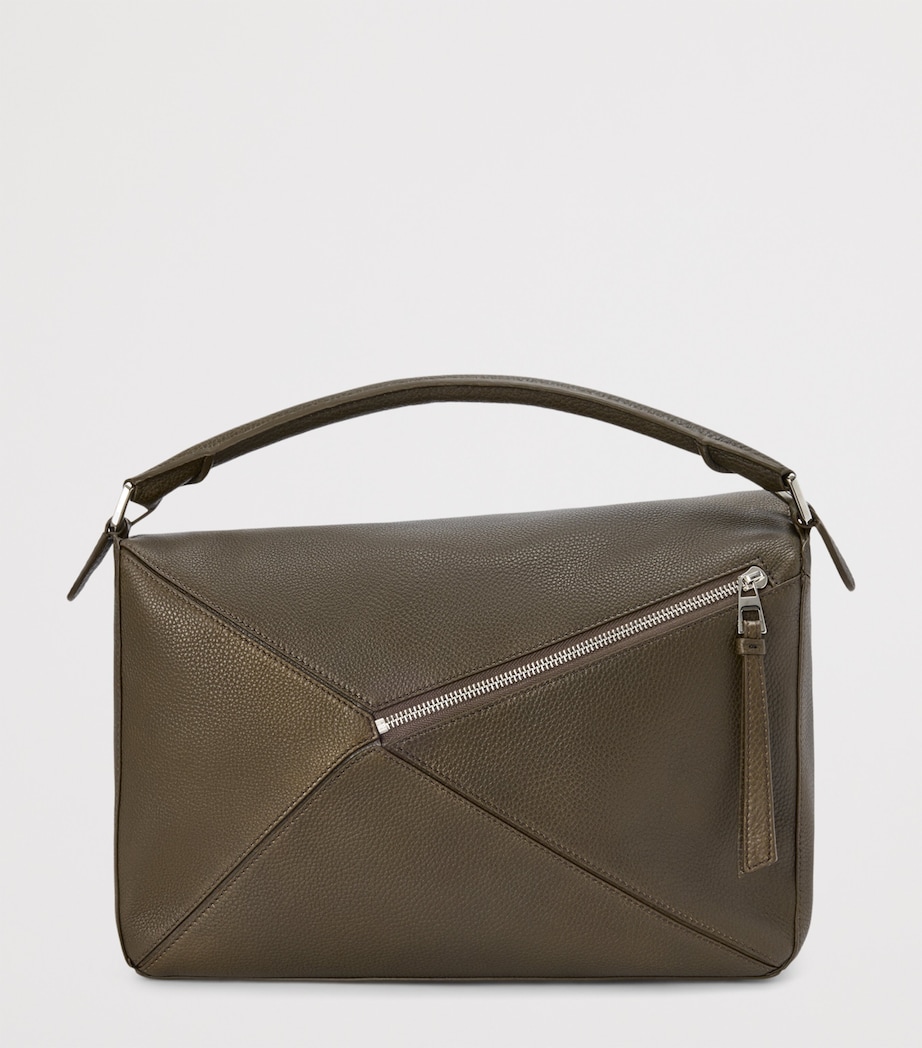Large Leather Puzzle Edge Top-Handle Bag TUNDRA Image 4