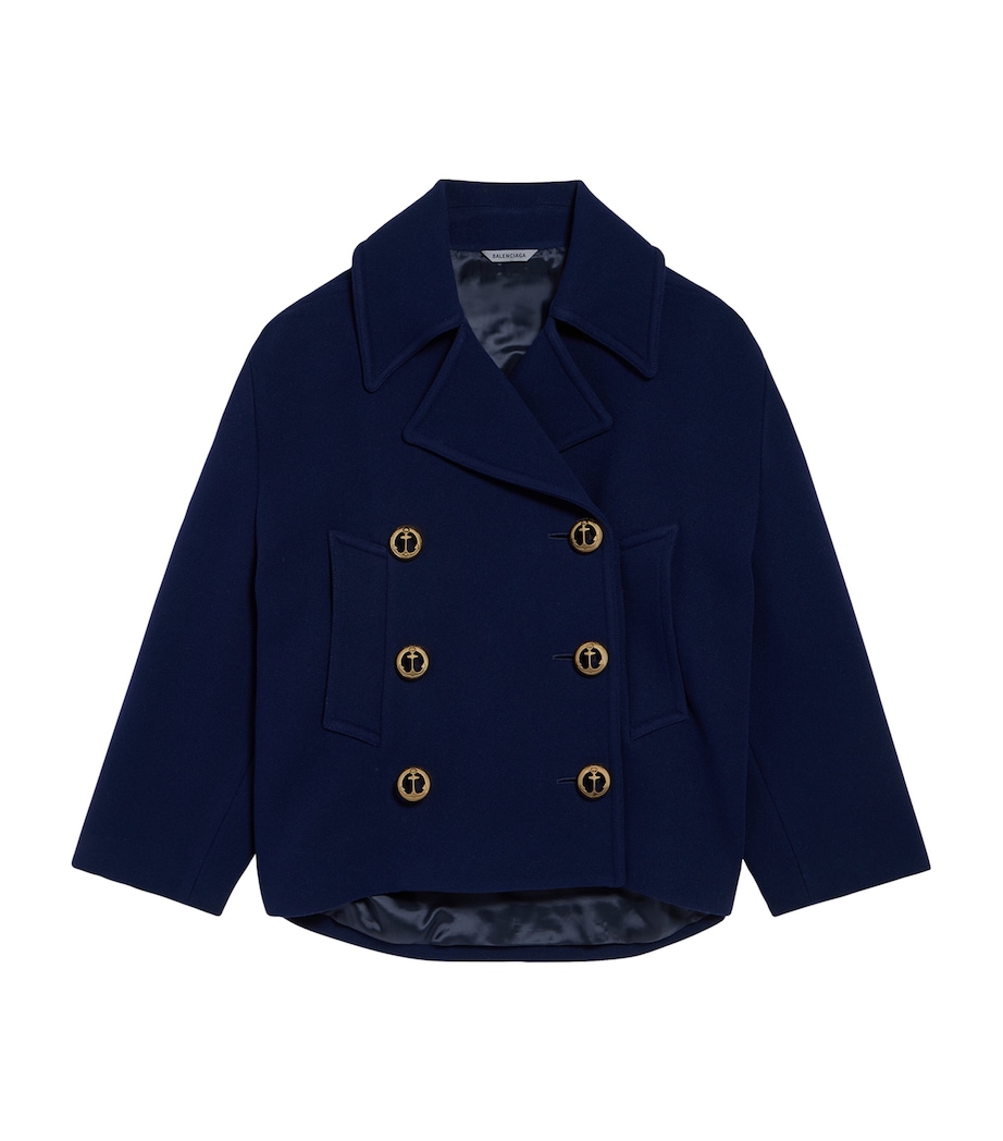 Balenciaga Womens Wool Double-Breasted Pea Coat Image 1