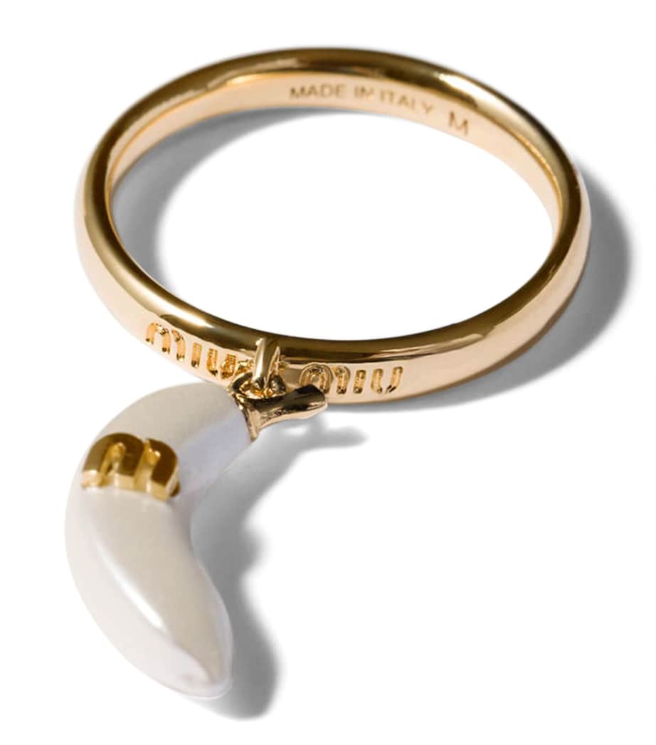 Miu Miu Pearl-Effect Charm Ring Gold/silver Image 1