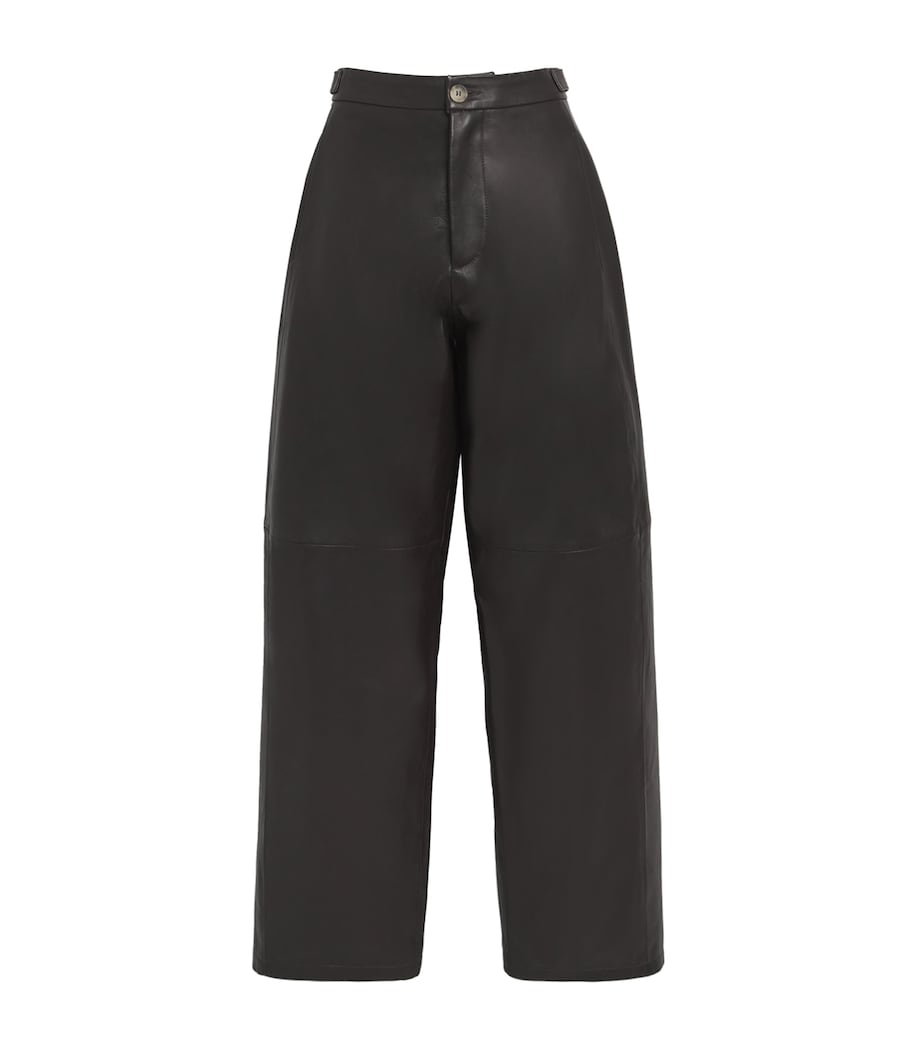 Leather Wide-Leg Trousers E04 ESPRESSO Image 1