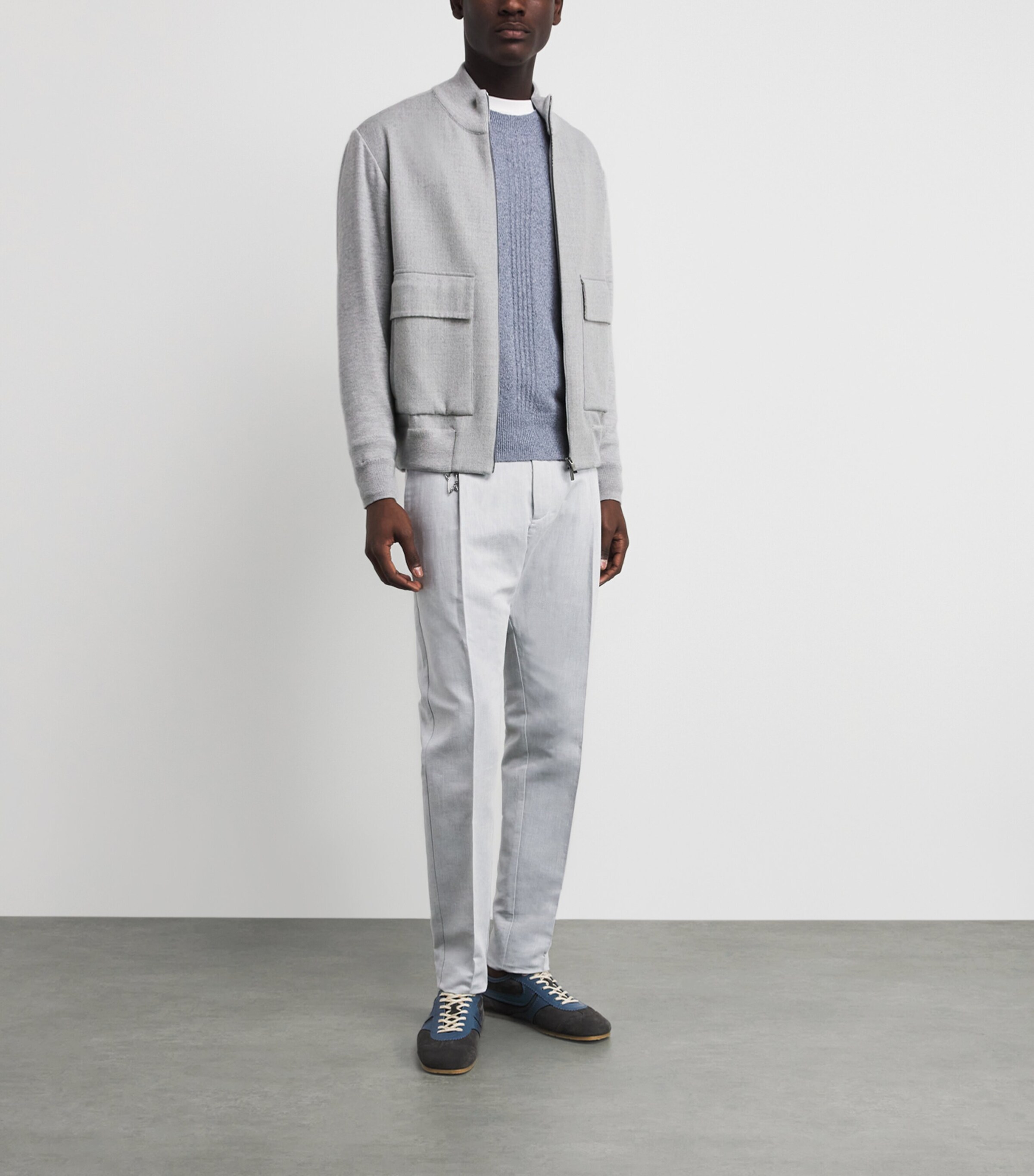 Paul & Shark Mens Wool-Silk Aliseo Bomber Jacket Light Grey Image 2