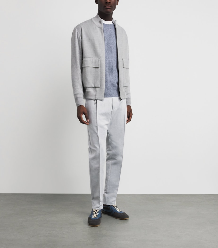 Paul & Shark Mens Wool-Silk Aliseo Bomber Jacket Light Grey Image 2