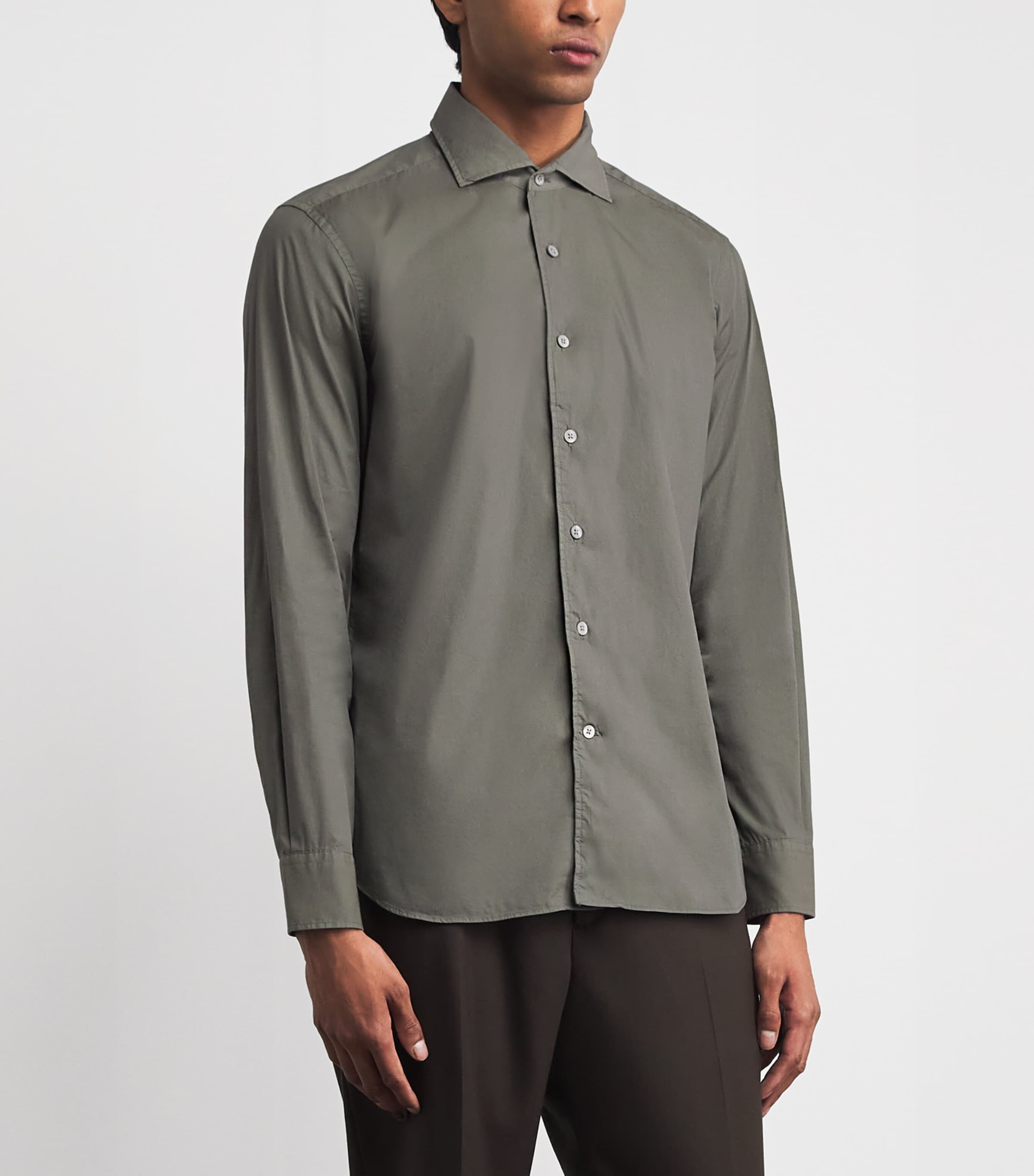 Corneliani Mens Stretch-Cotton Shirt Grey Piece Image 4