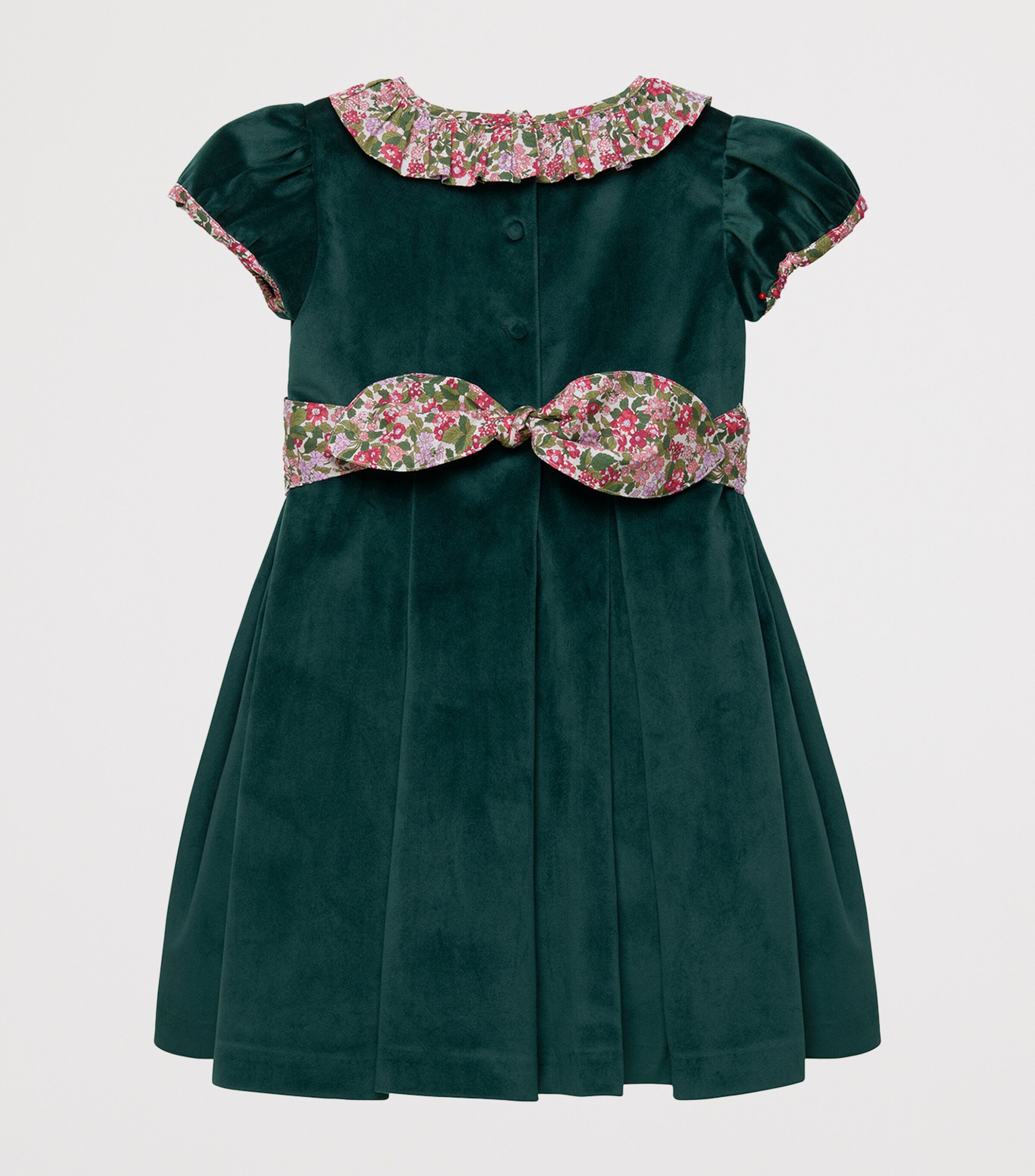 Trotters Velvet Party Dress (2-5 Years) Green Velv/red Hedge Image 2