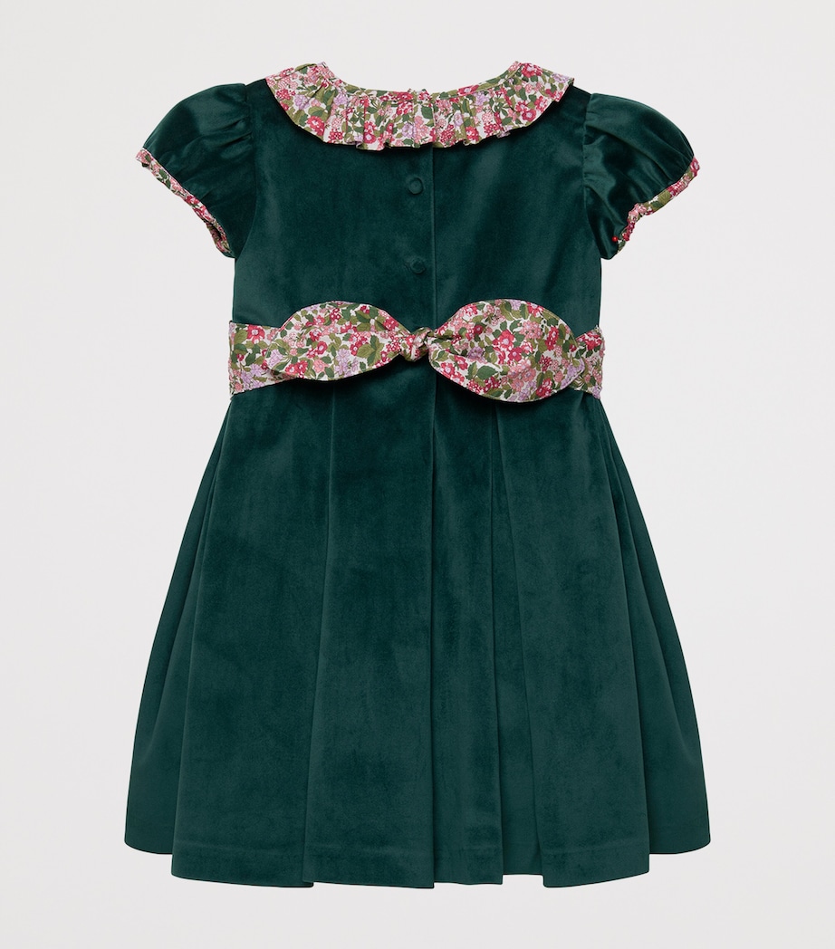 Velvet Party Dress (2-5 Years) GREEN VELV/RED HEDGE Image 2