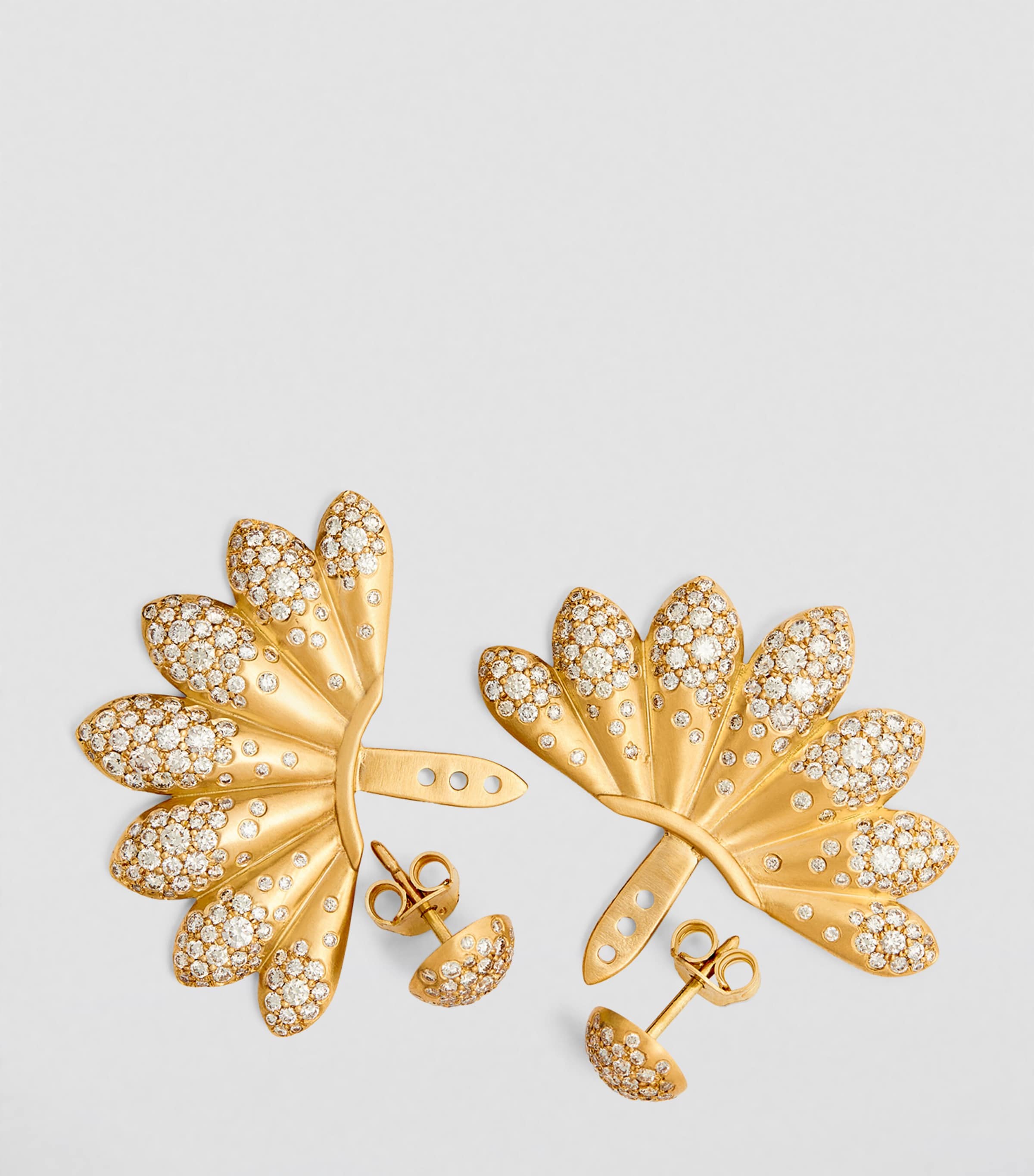 Large Yellow Gold and Diamond Lotus Power Earrings YELLOW GOLD Image 5