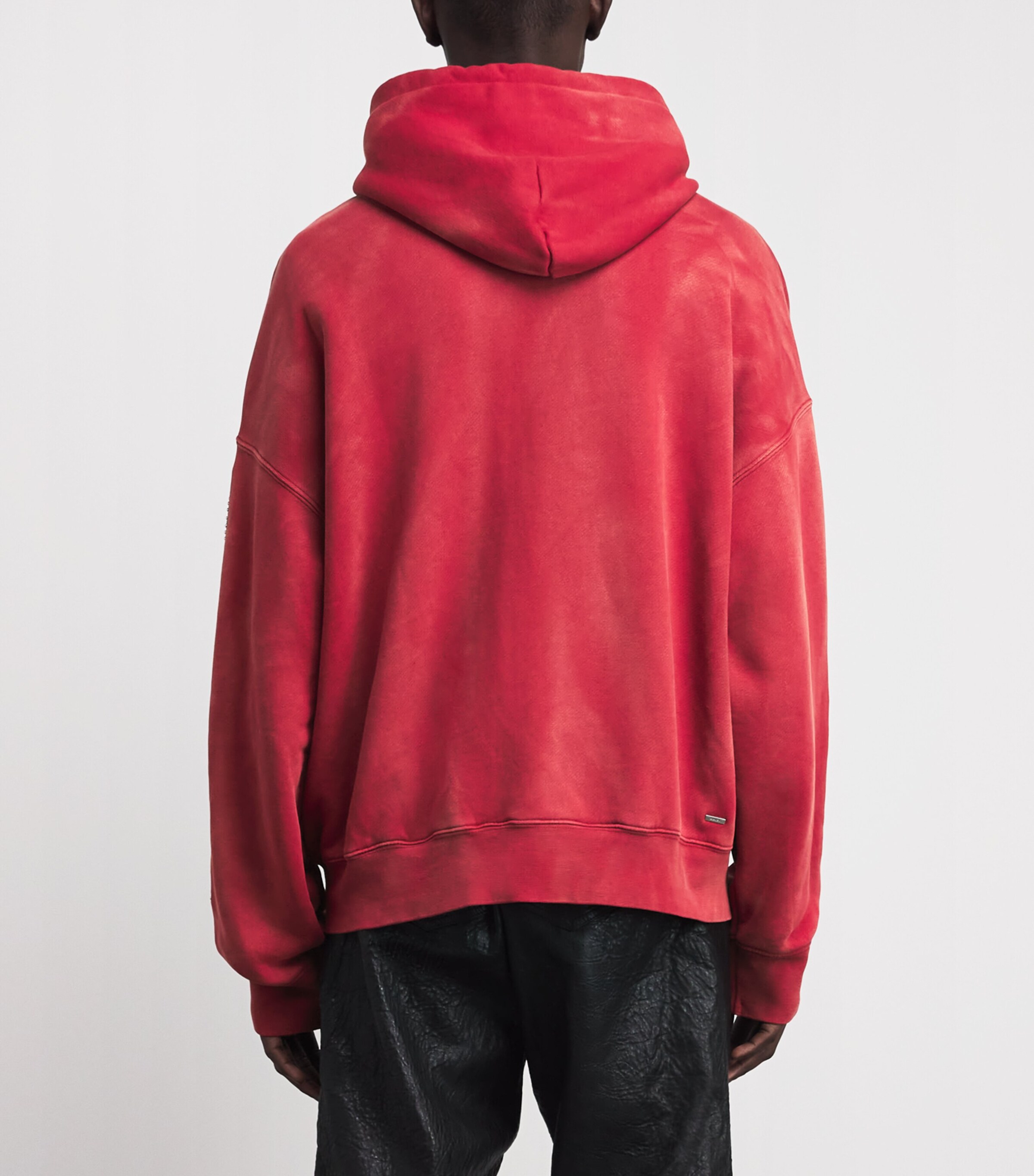 AMIRI Mens Stretch-Cotton Bones Studded Oversized Hoodie Red Rose Image 4
