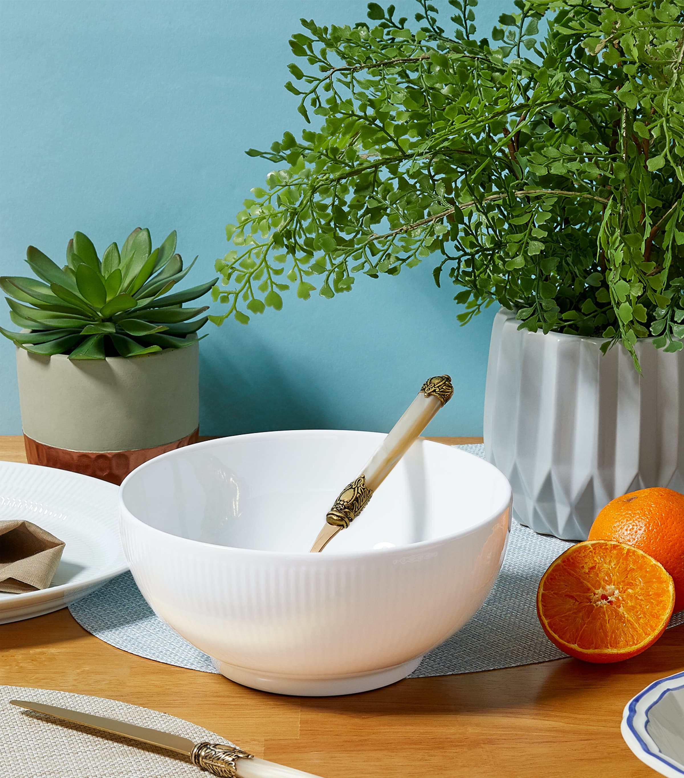 White Fluted Bowl (24cm) WHITE Image 3